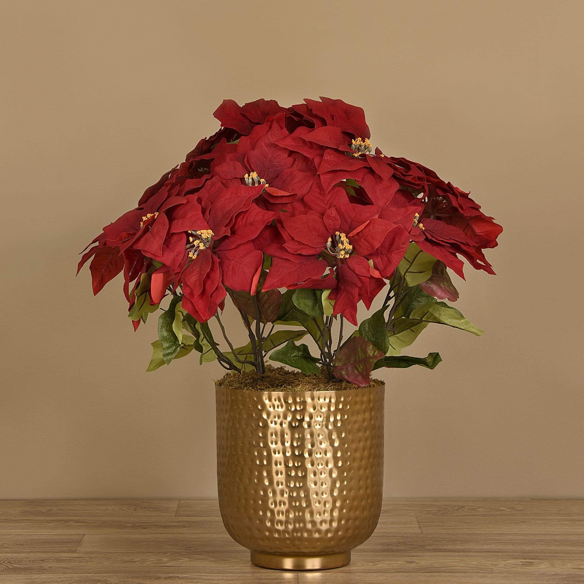 Poinsettia Arrangement in Metal Vase - Image 5