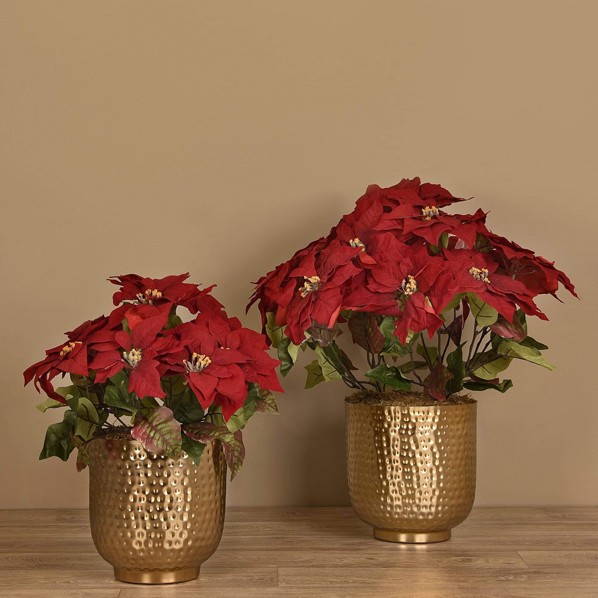 Poinsettia Arrangement in Metal Vase - Image 6