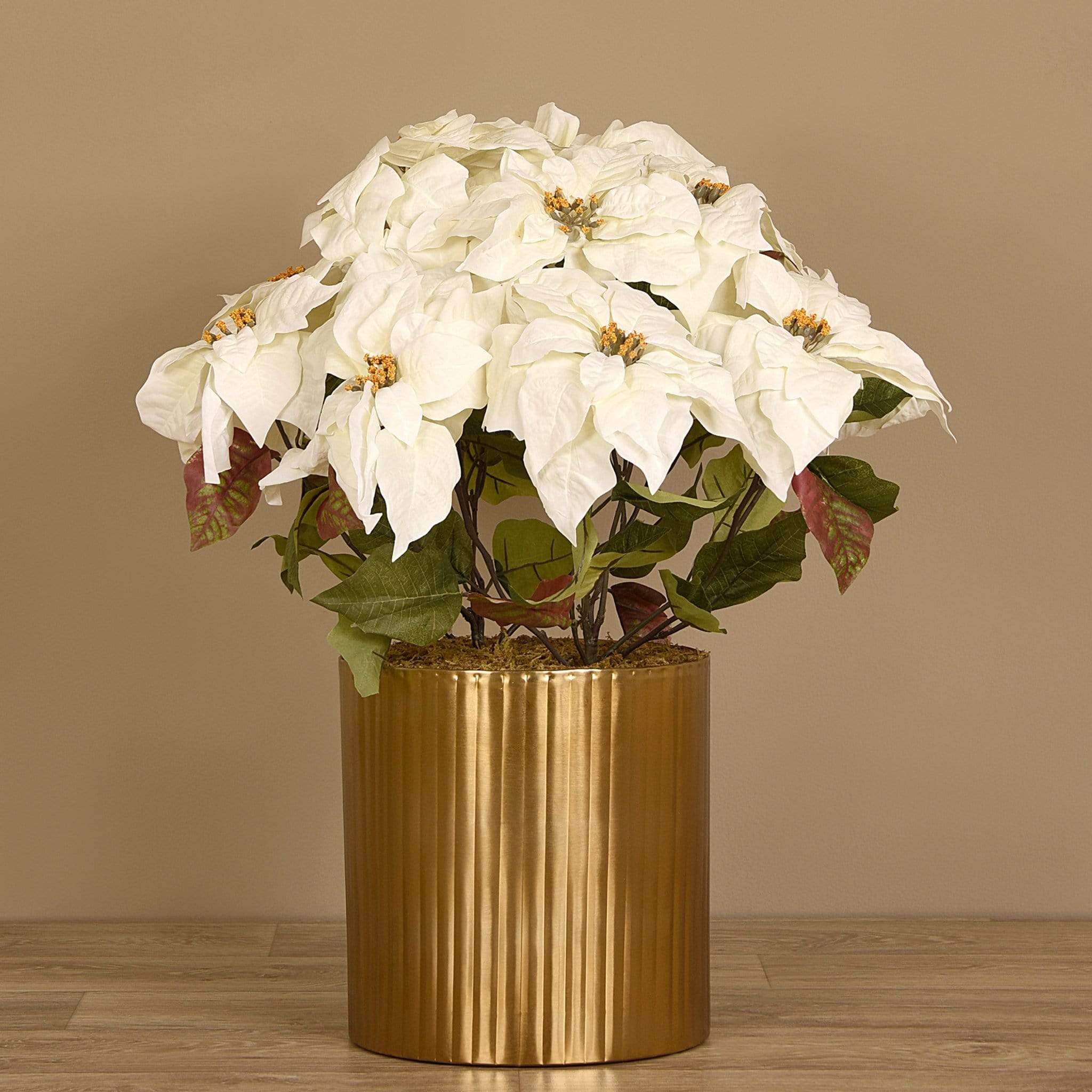 Poinsettia Arrangement in Metal Vase - Image 4