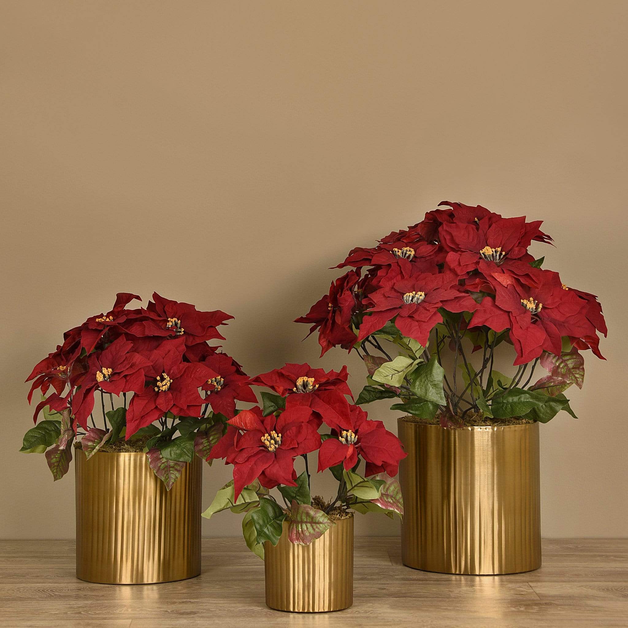 Poinsettia Arrangement in Metal Vase - Image 8