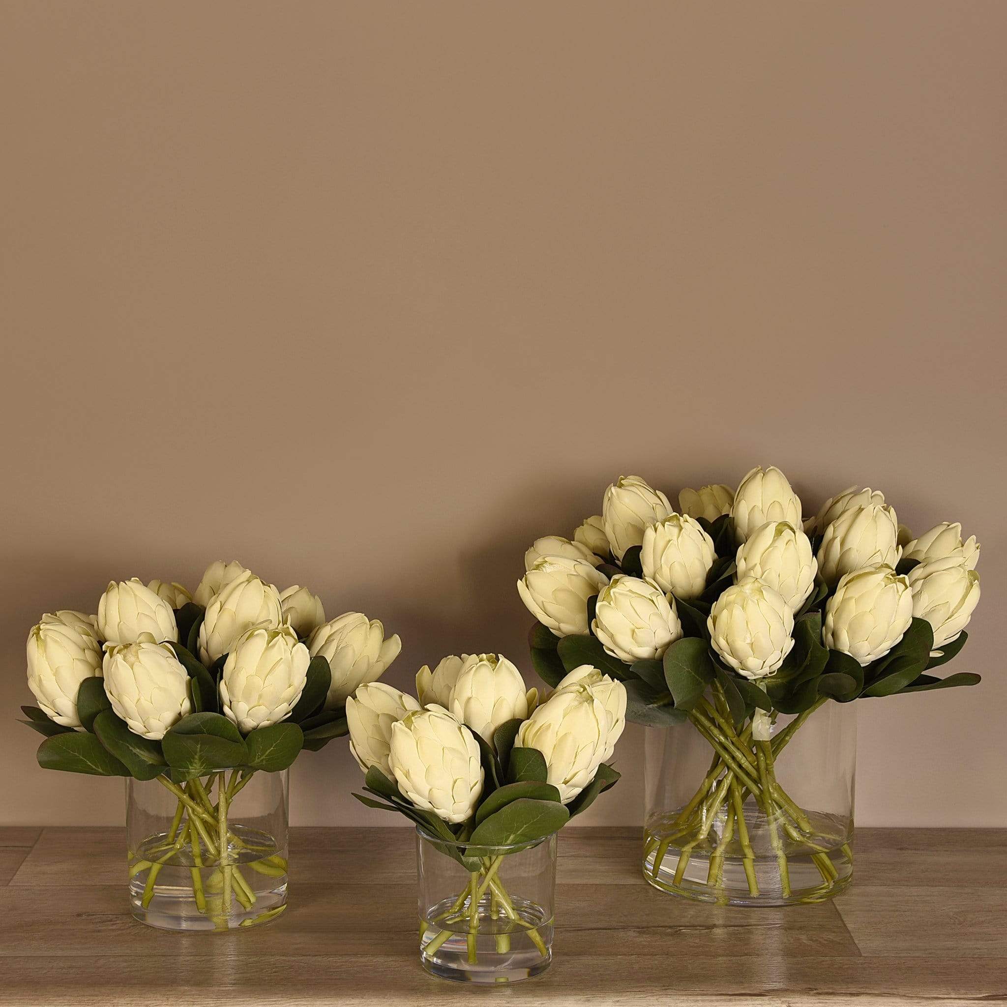 Protea Arrangement in Glass Vase