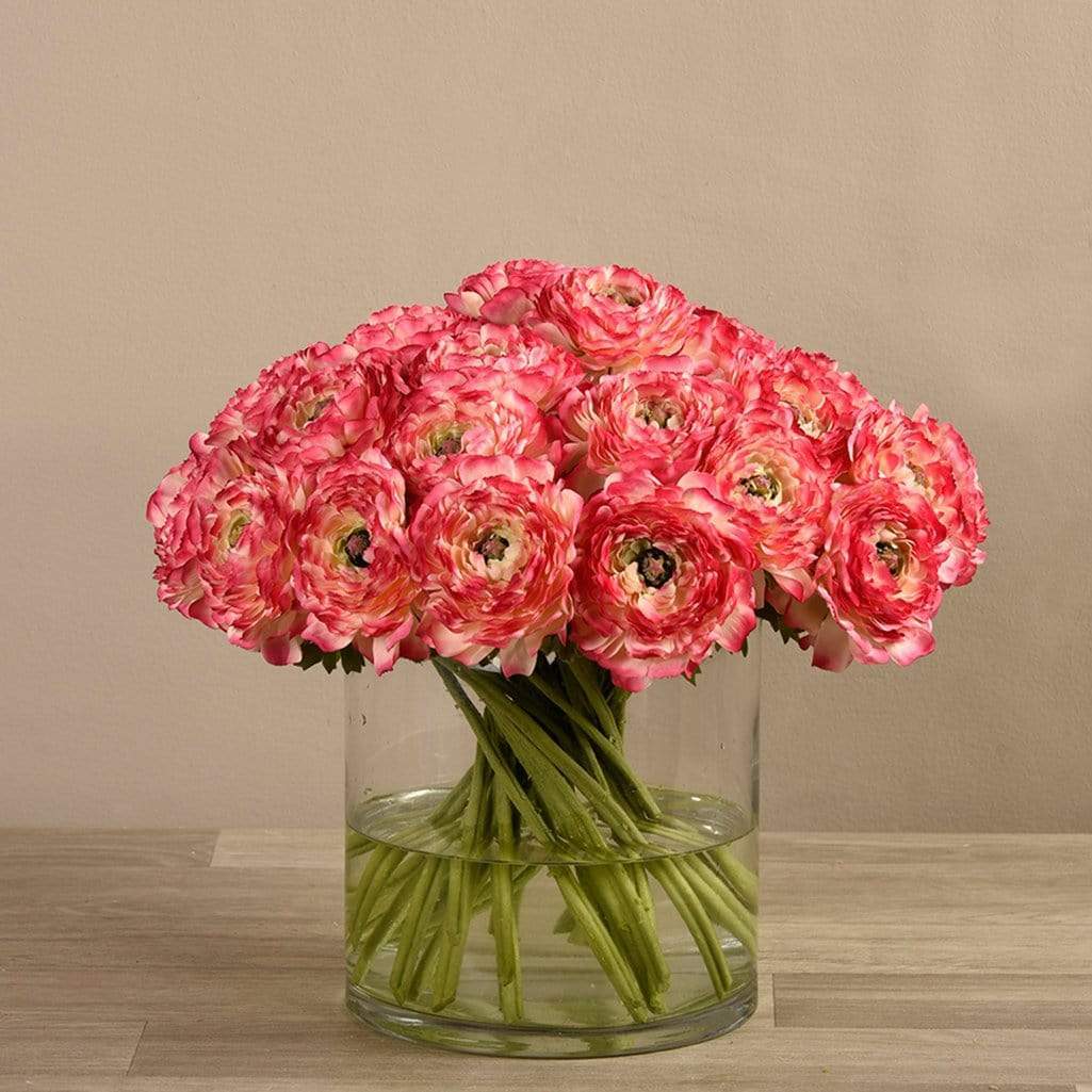 Artificial Ranunculus in Glass Vase - Image 2
