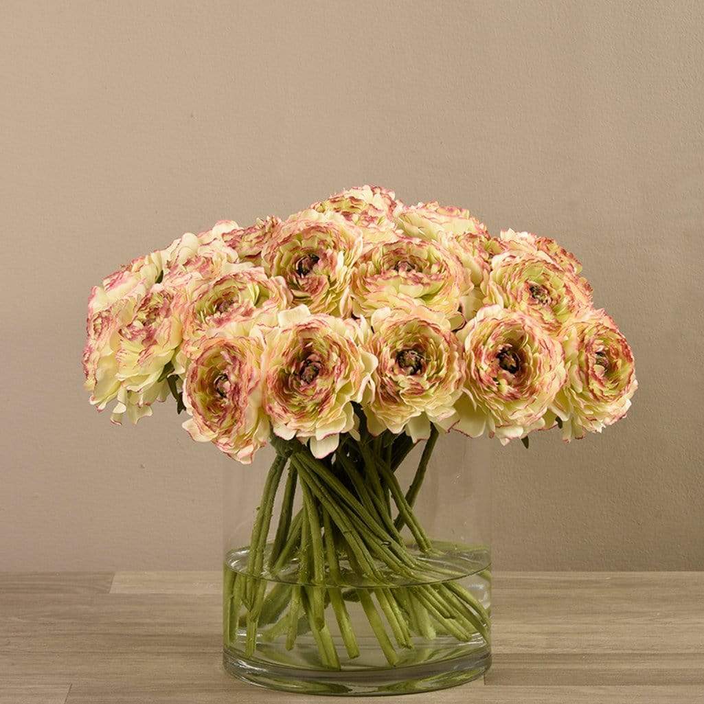 Artificial Ranunculus in Glass Vase - Image 4