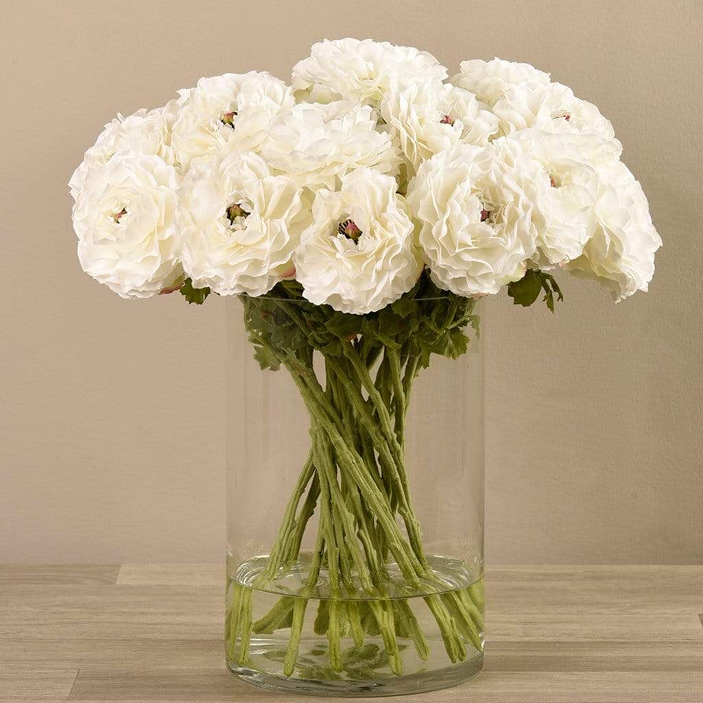 Artificial Ranunculus in Glass Vase