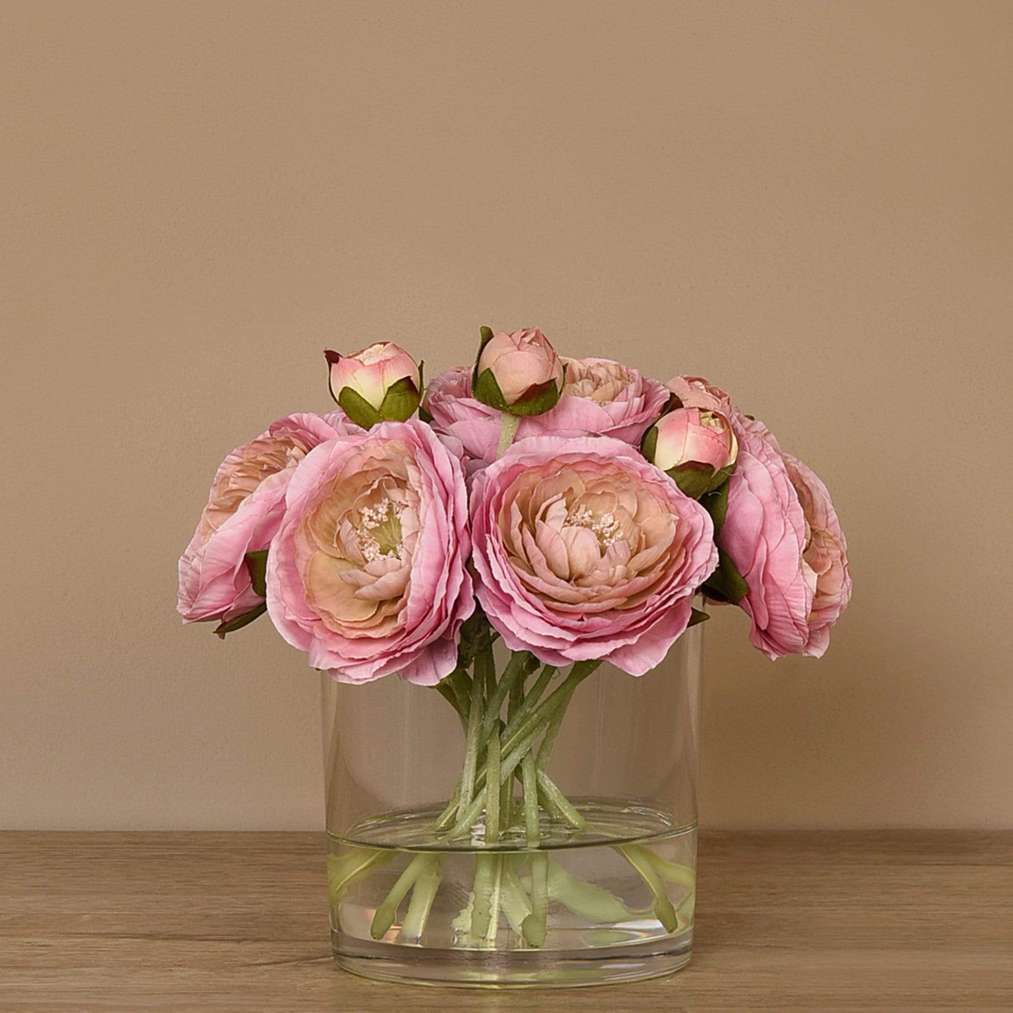 Artificial Ranunculus Arrangement in Glass Vase - Image 10