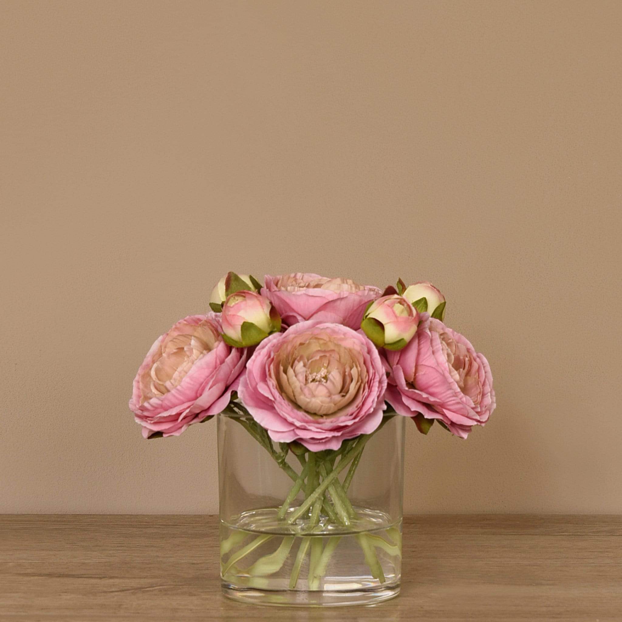 Artificial Ranunculus Arrangement in Glass Vase - Image 11