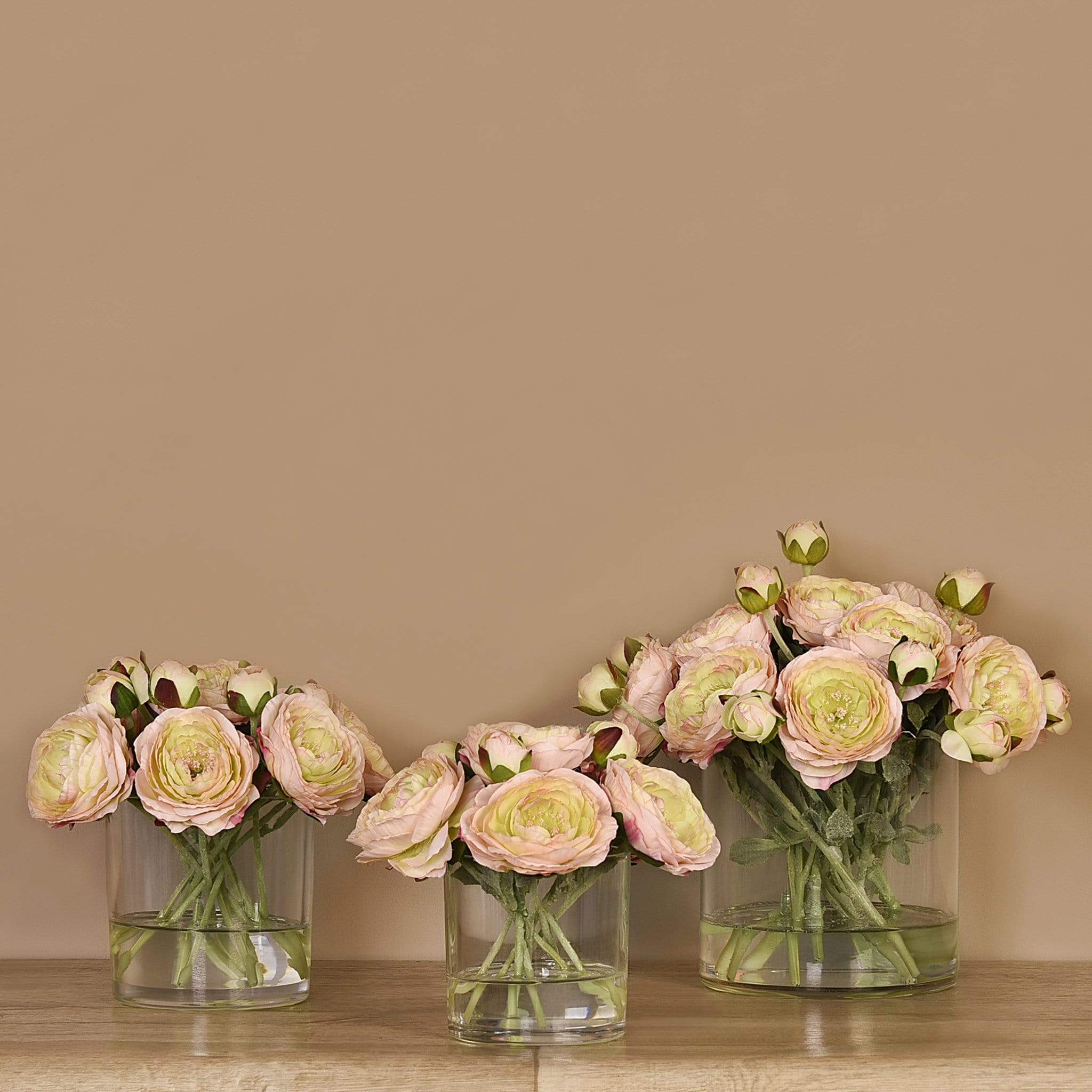 Artificial Ranunculus Arrangement in Glass Vase - Image 13