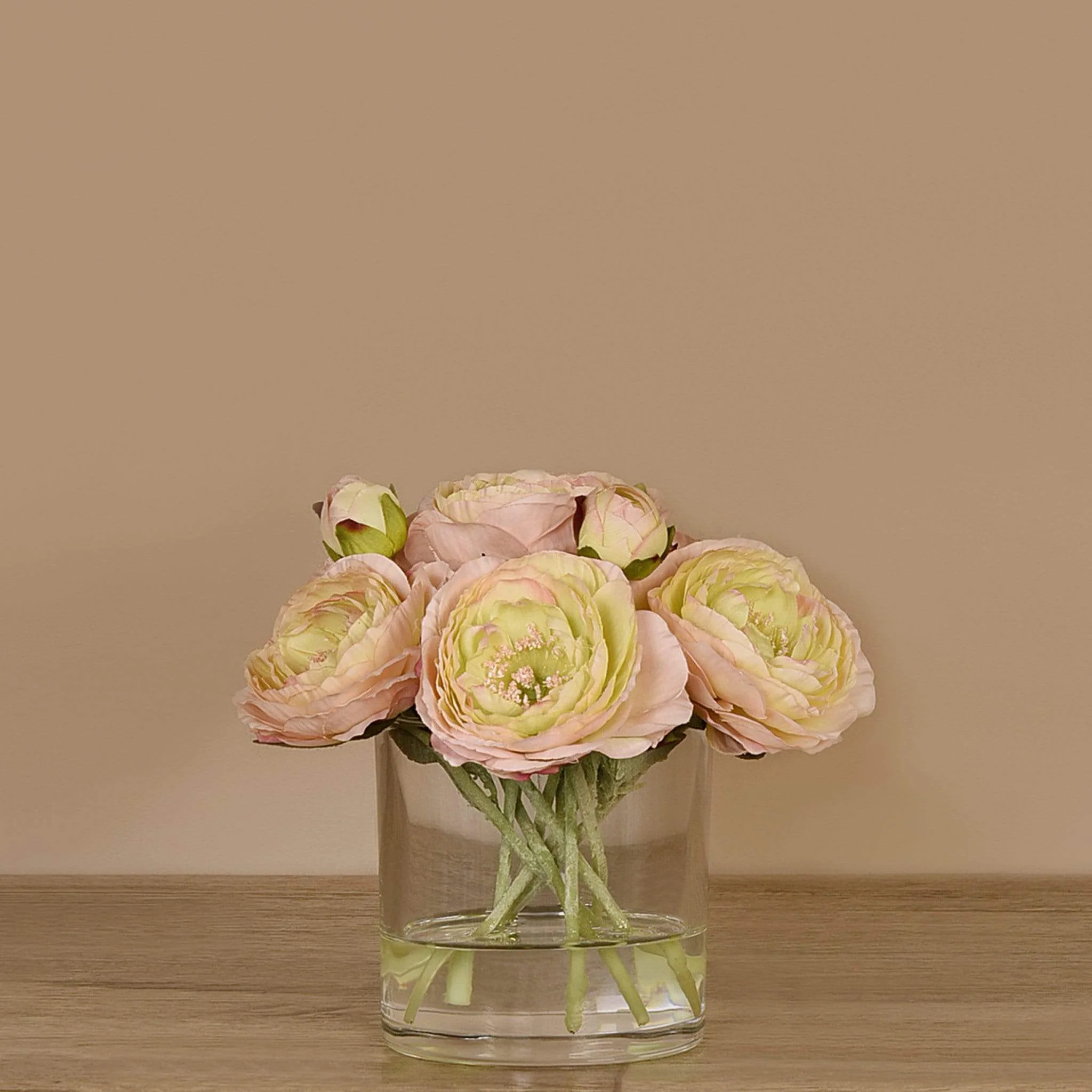 Artificial Ranunculus Arrangement in Glass Vase - Image 14
