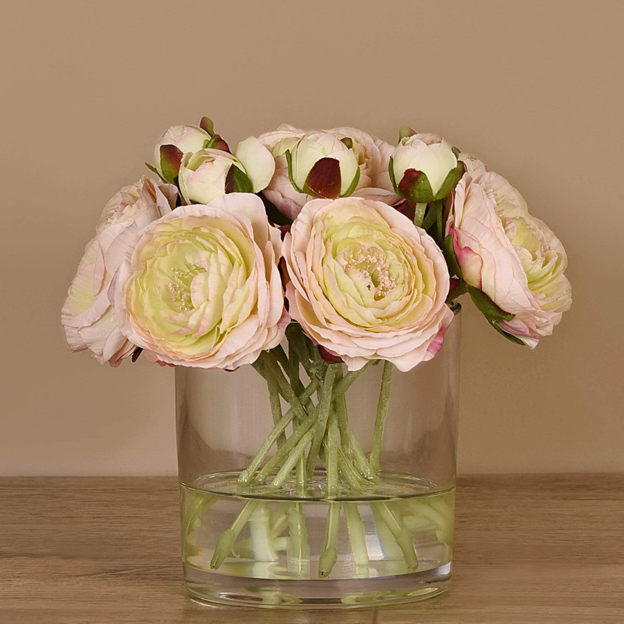 Artificial Ranunculus Arrangement in Glass Vase - Image 16