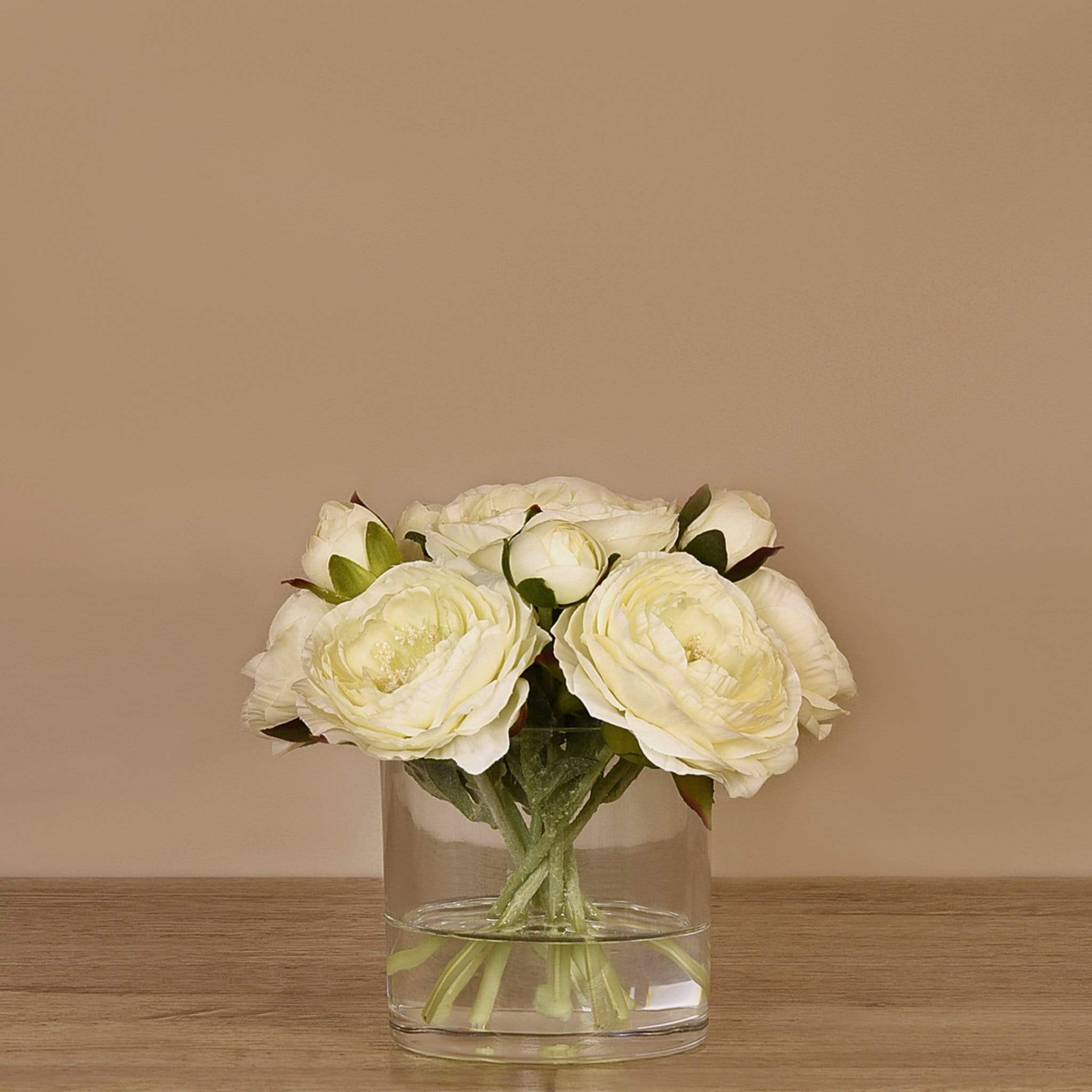 Artificial Ranunculus Arrangement in Glass Vase - Image 2