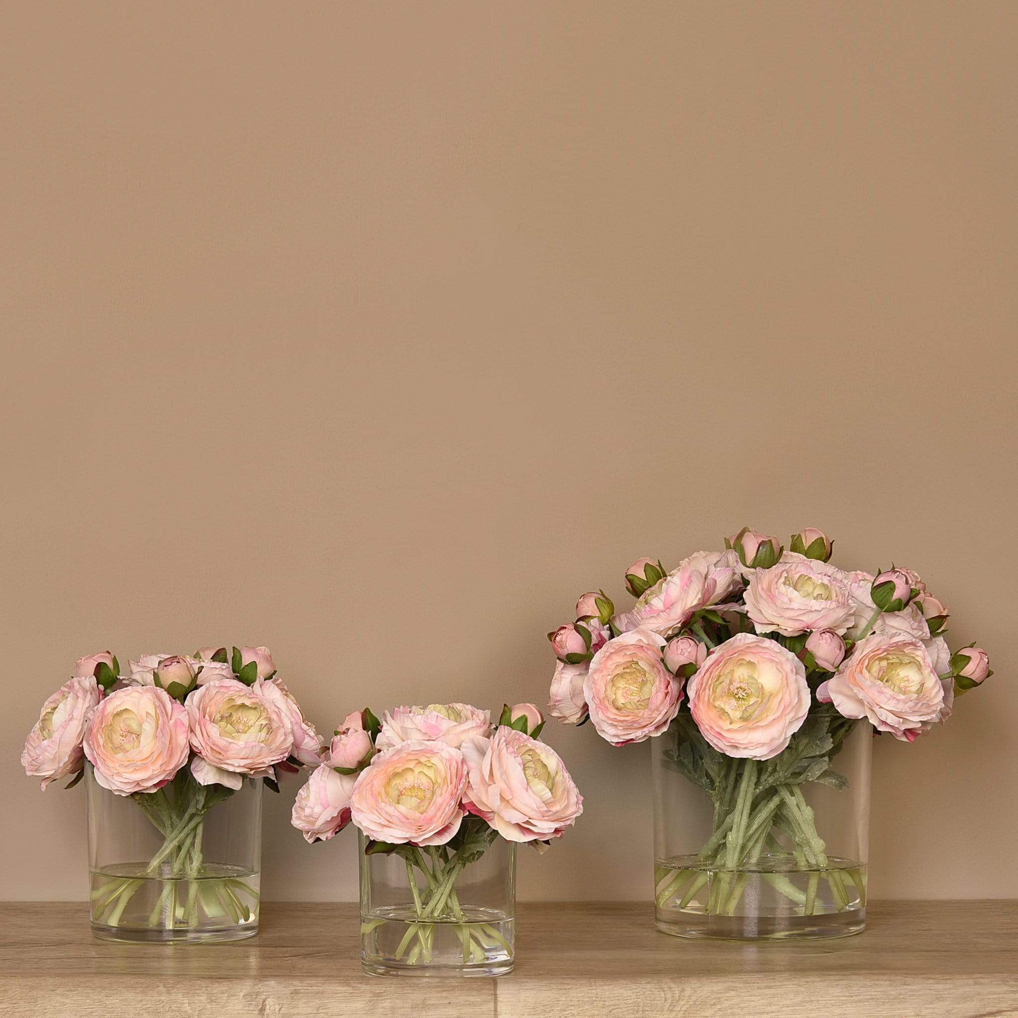 Artificial Ranunculus Arrangement in Glass Vase - Image 5