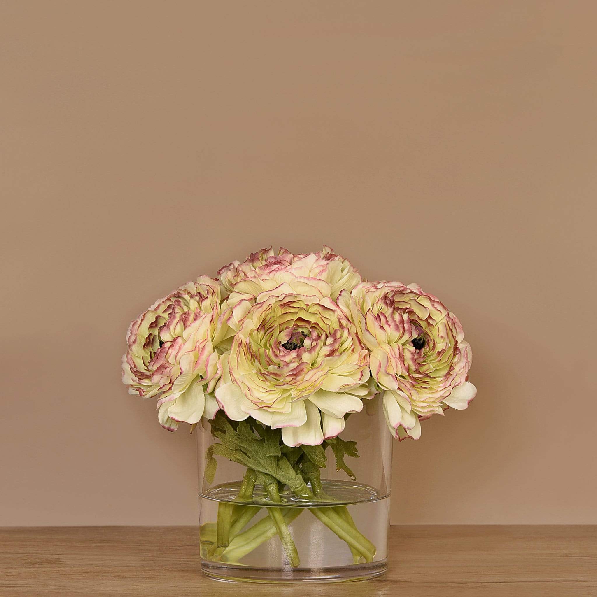 Artificial Ranunculus Arrangement in Glass Vase - Image 10