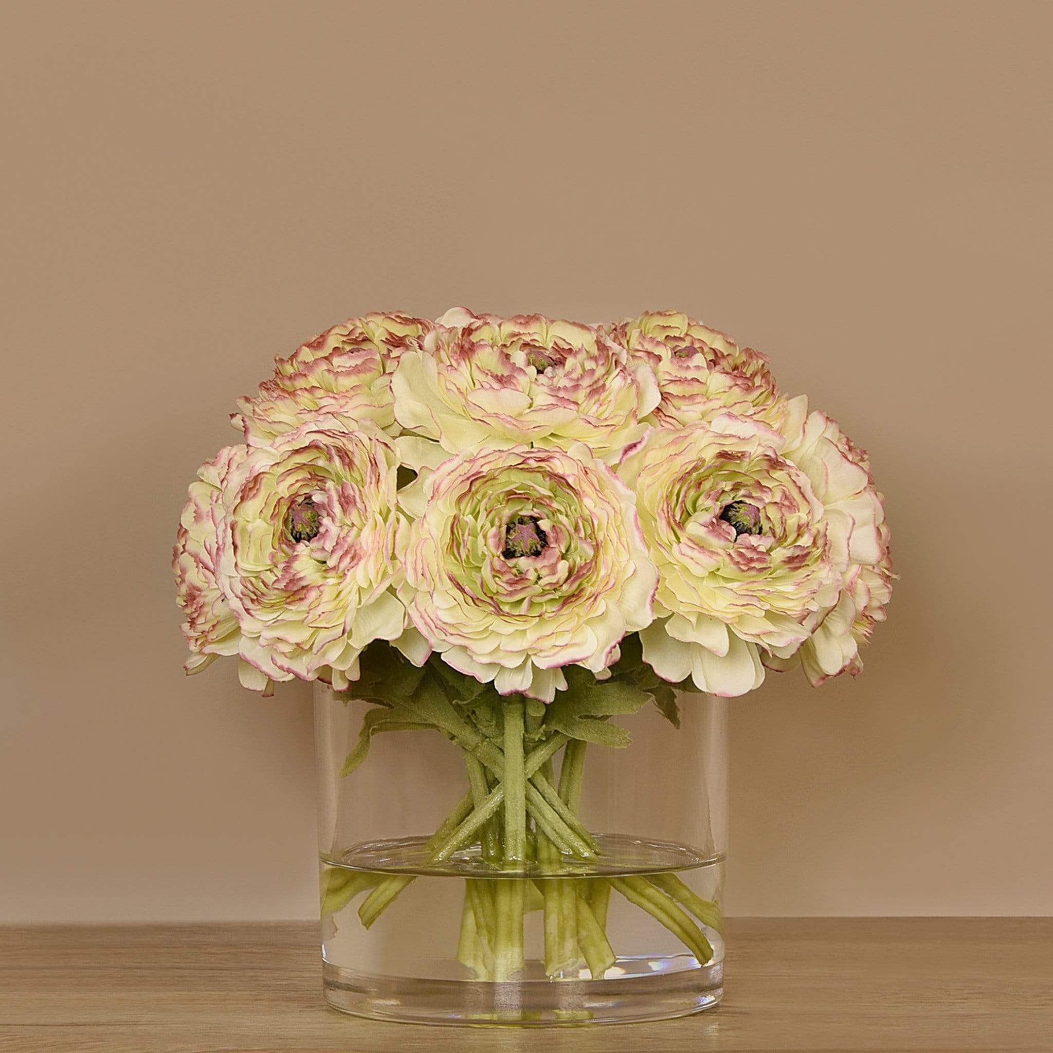 Artificial Ranunculus Arrangement in Glass Vase - Image 11