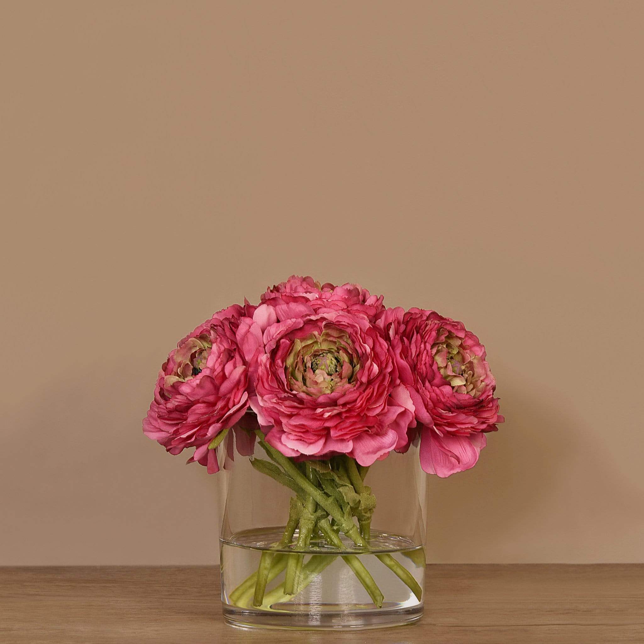 Artificial Ranunculus Arrangement in Glass Vase - Image 4