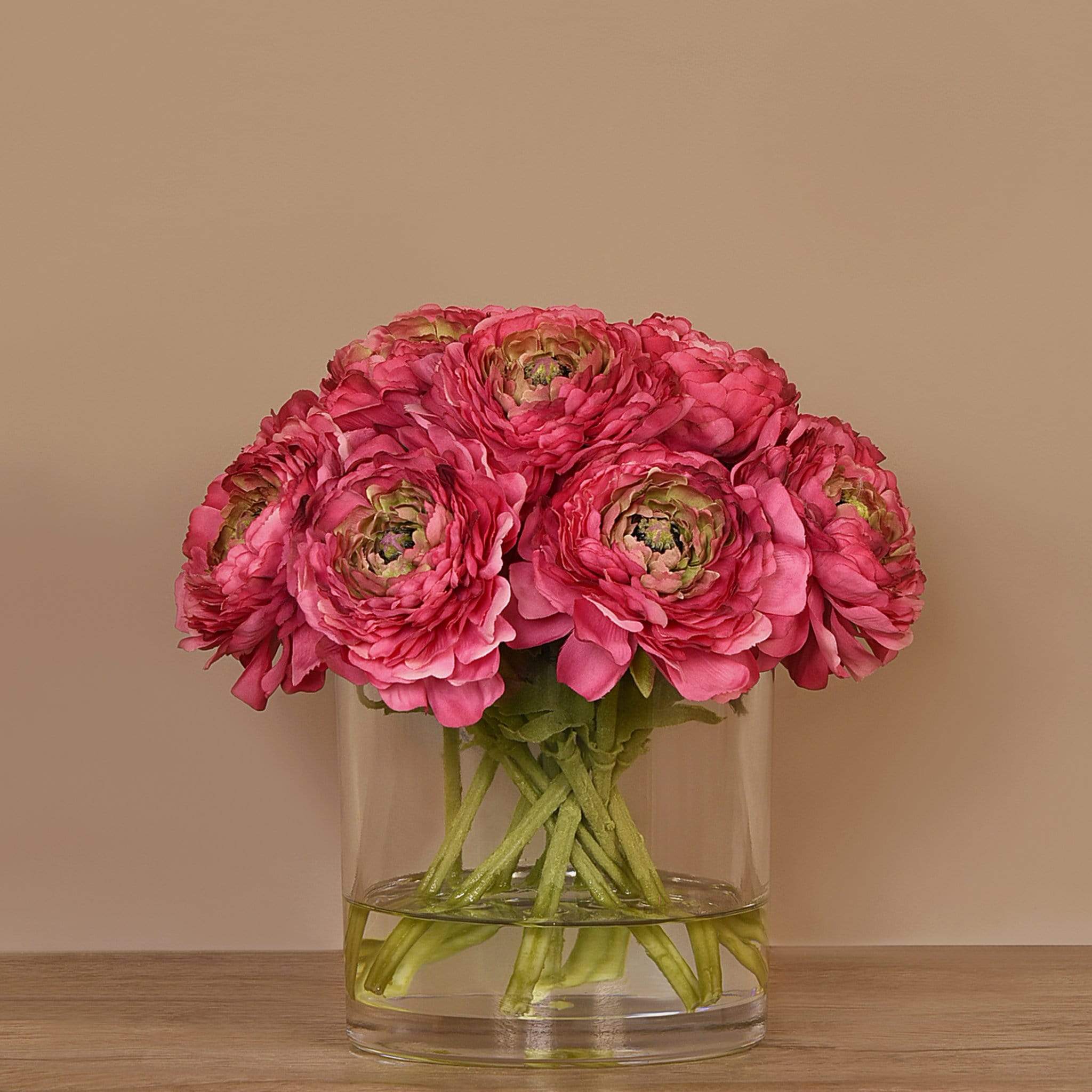 Artificial Ranunculus Arrangement in Glass Vase - Image 5