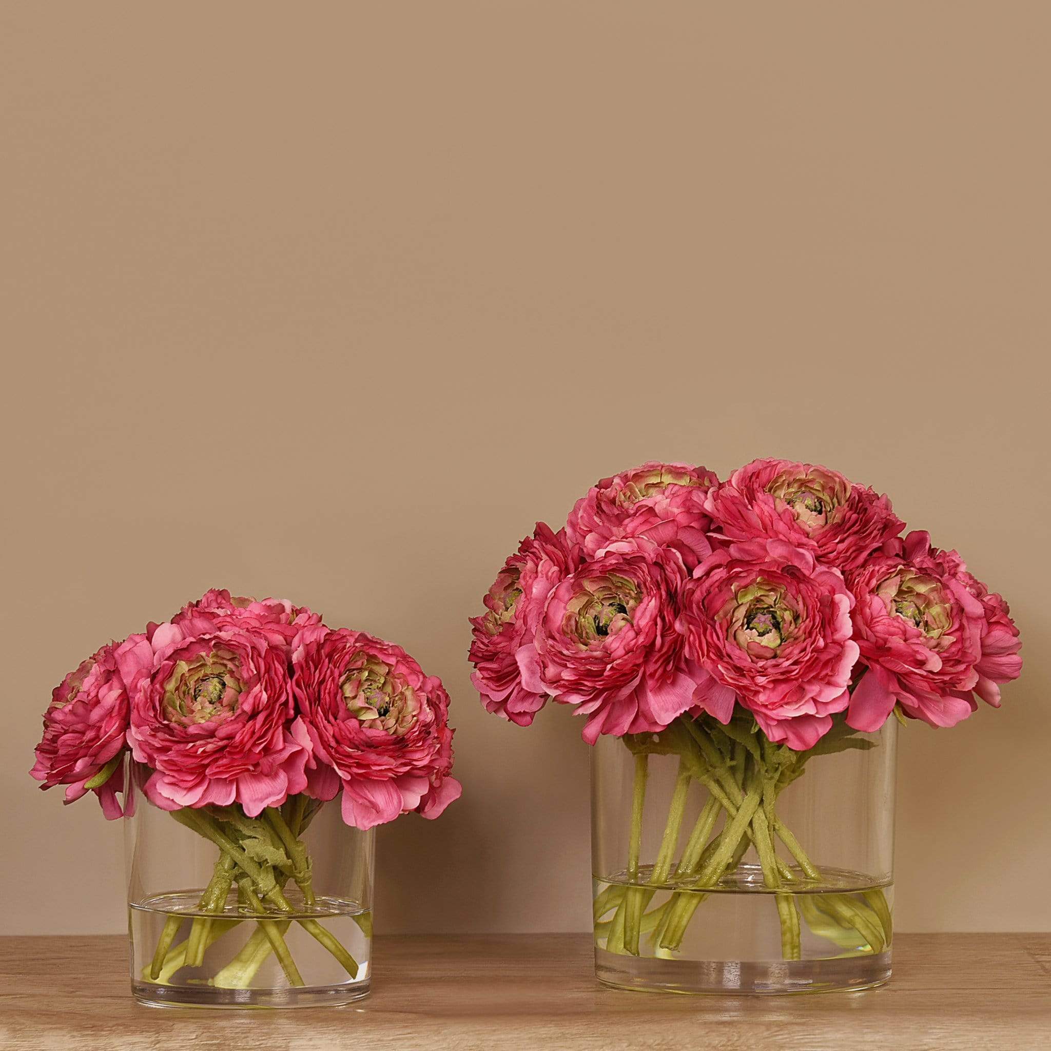 Artificial Ranunculus Arrangement in Glass Vase - Image 6
