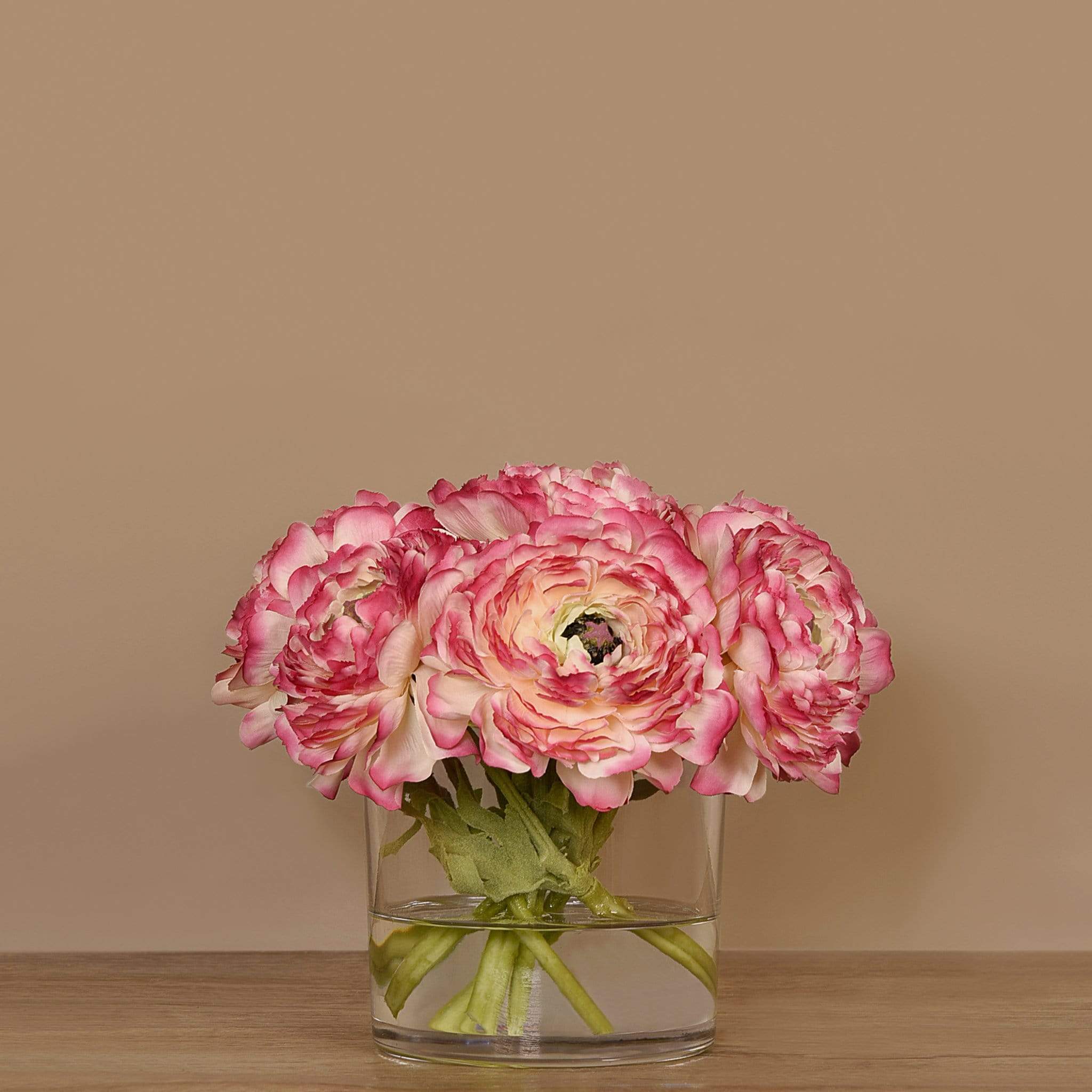 Artificial Ranunculus Arrangement in Glass Vase - Image 7