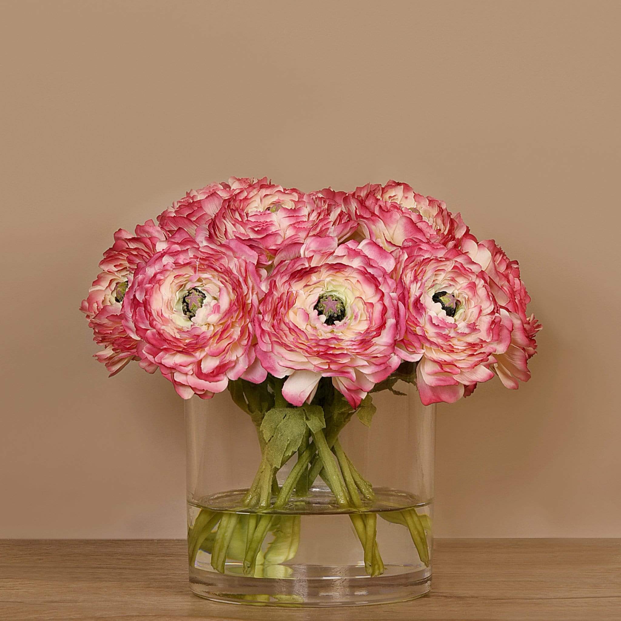 Artificial Ranunculus Arrangement in Glass Vase - Image 8