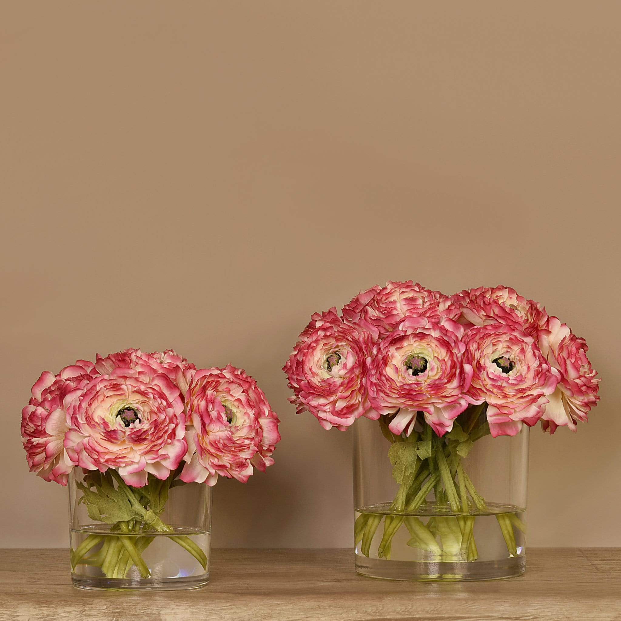 Artificial Ranunculus Arrangement in Glass Vase - Image 9