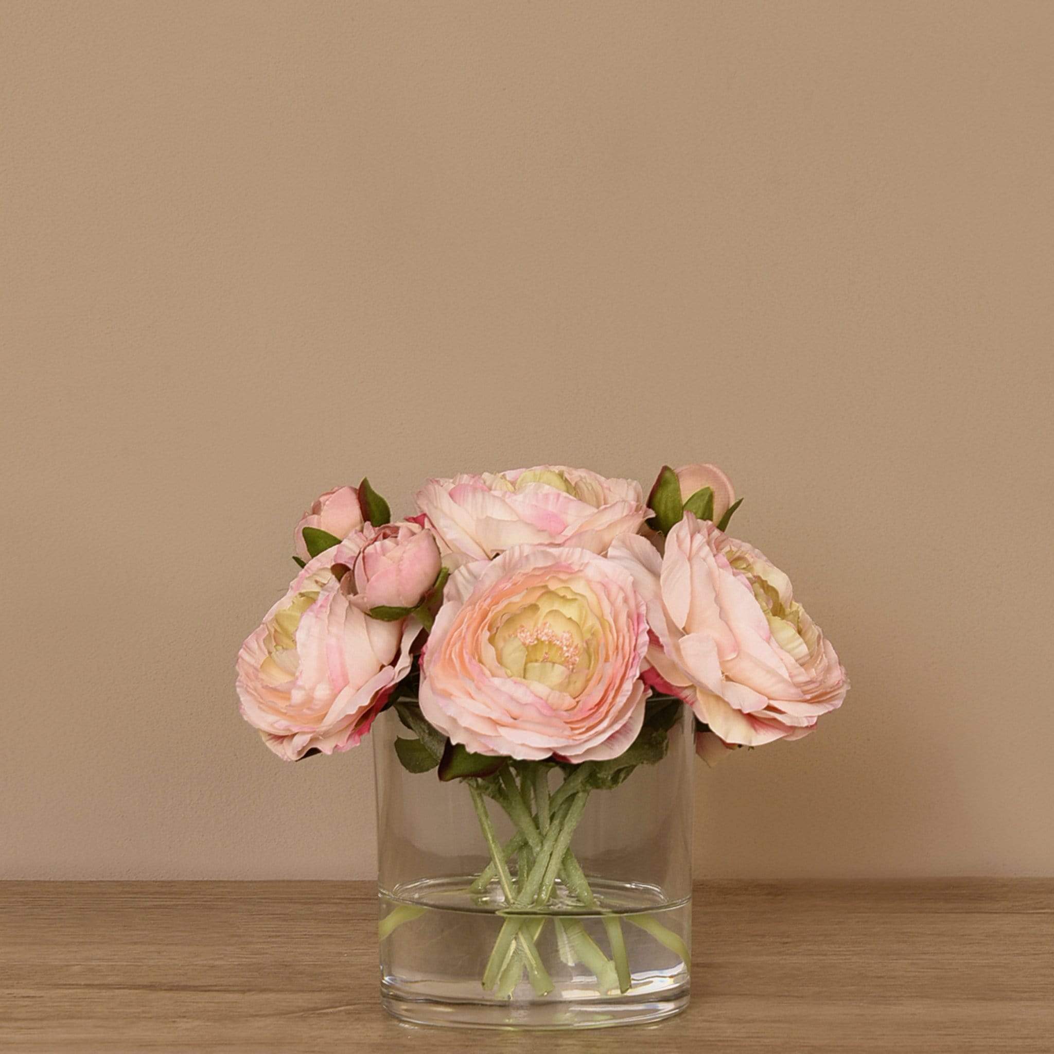 Artificial Ranunculus Arrangement in Glass Vase - Image 6