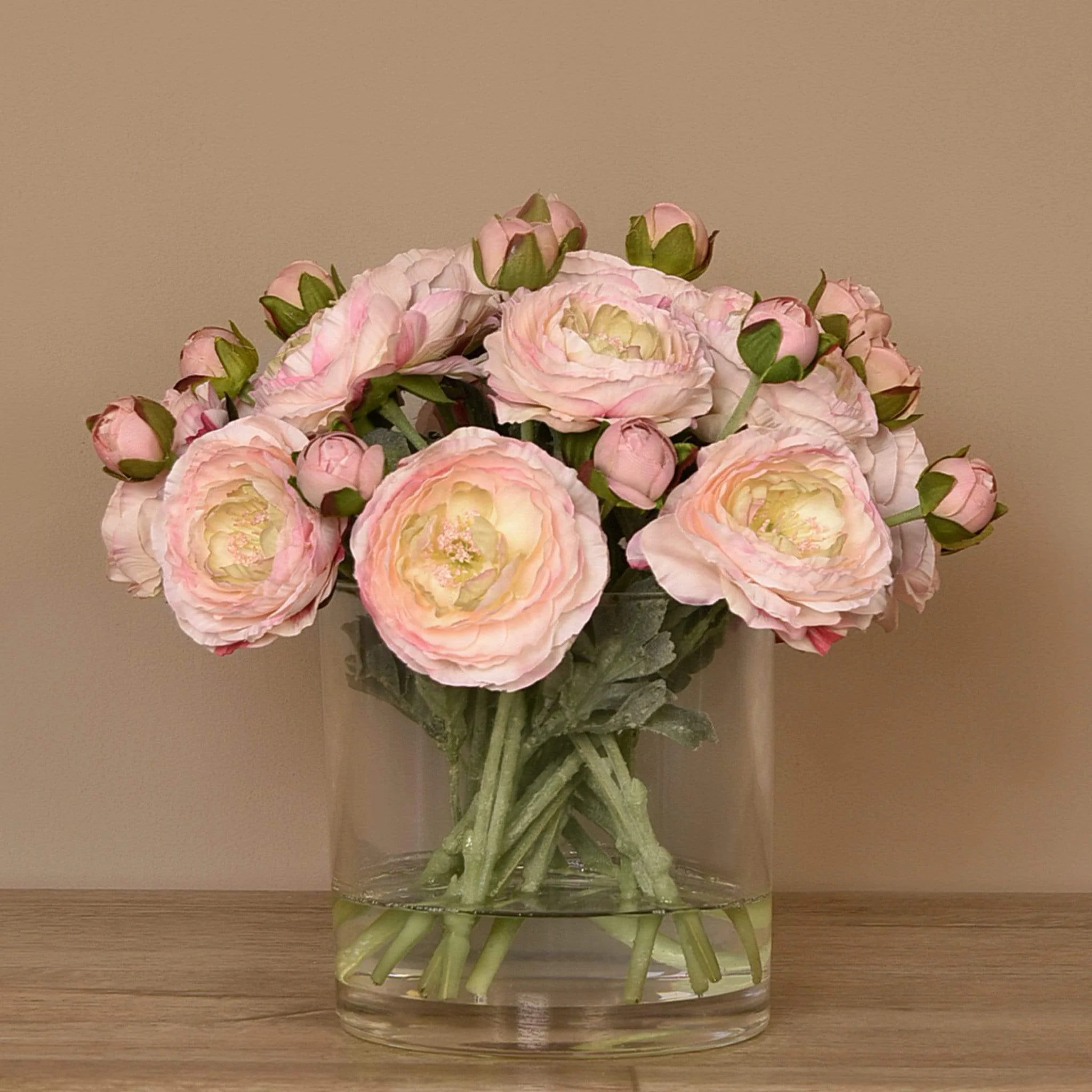 Artificial Ranunculus Arrangement in Glass Vase - Image 8