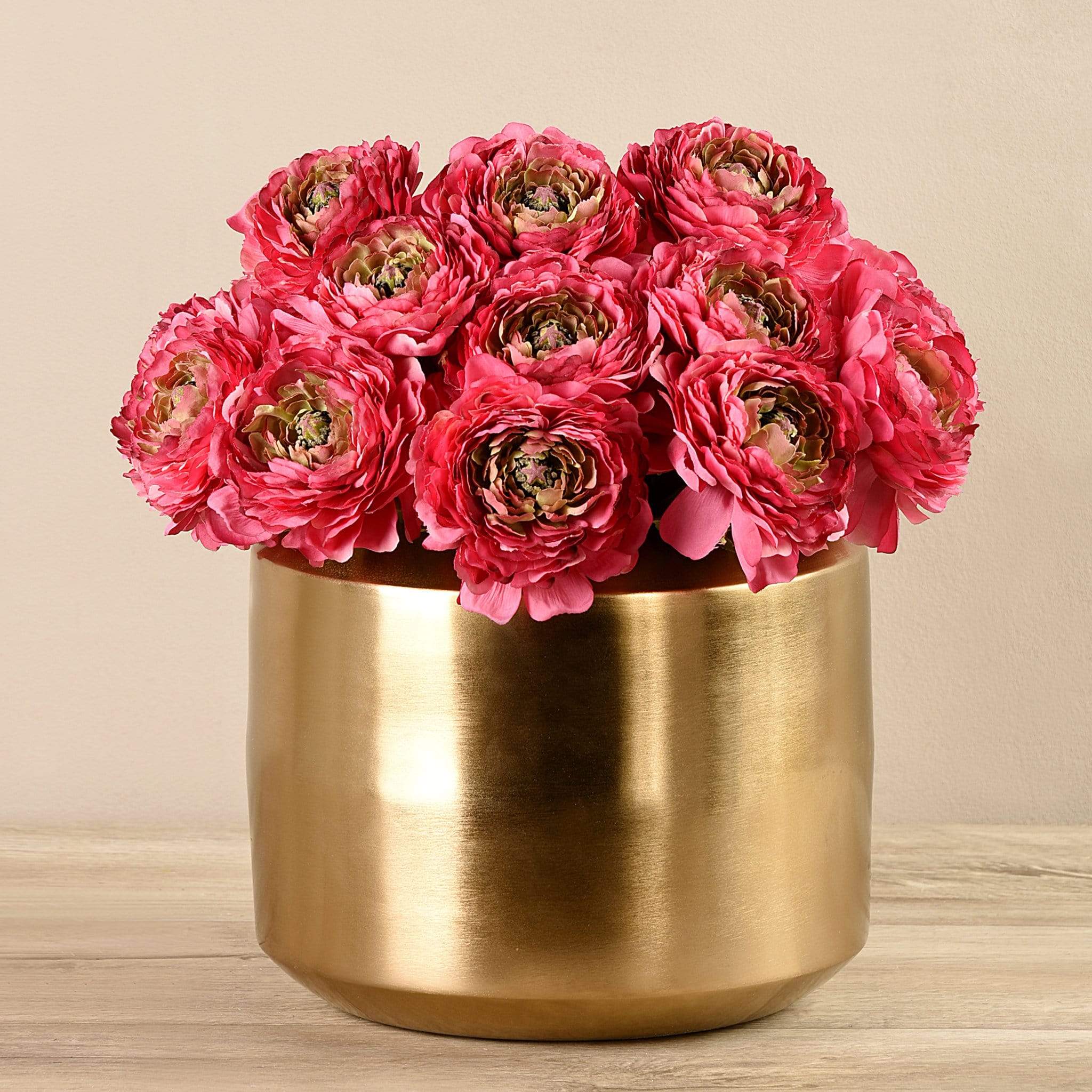 Artificial Ranunculus in Gold Vase - Image 2