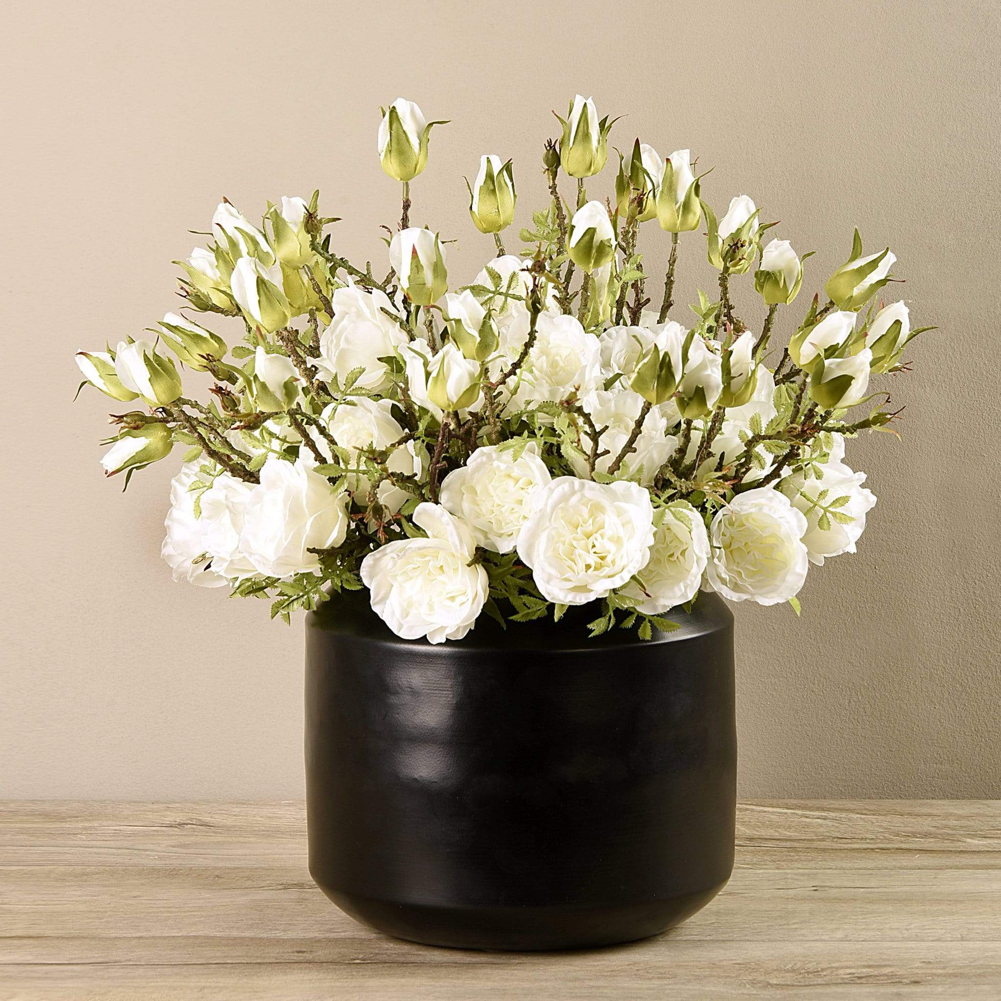 Artificial Rose Arrangement in Black Vase
