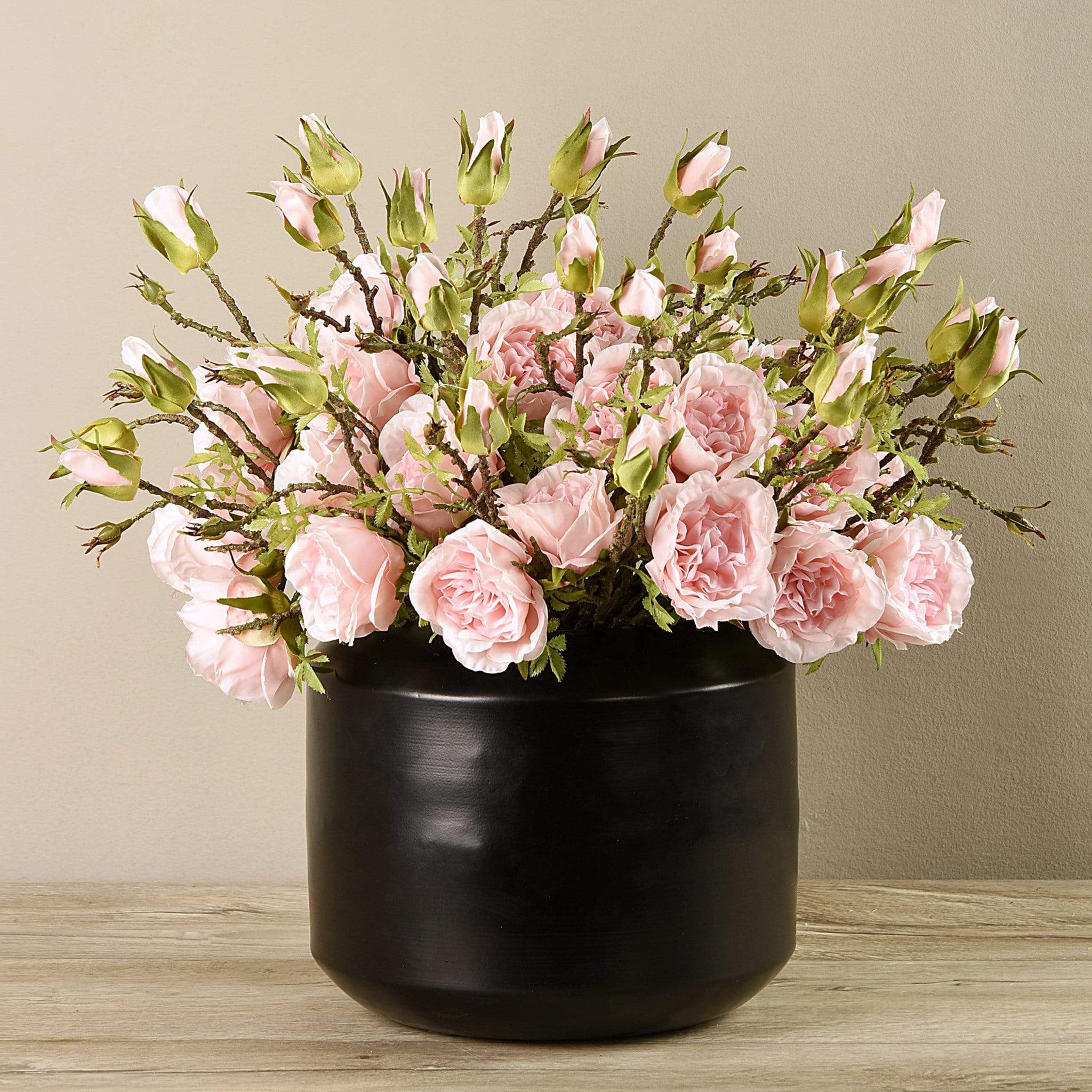 Artificial Rose Arrangement in Black Vase - Image 2