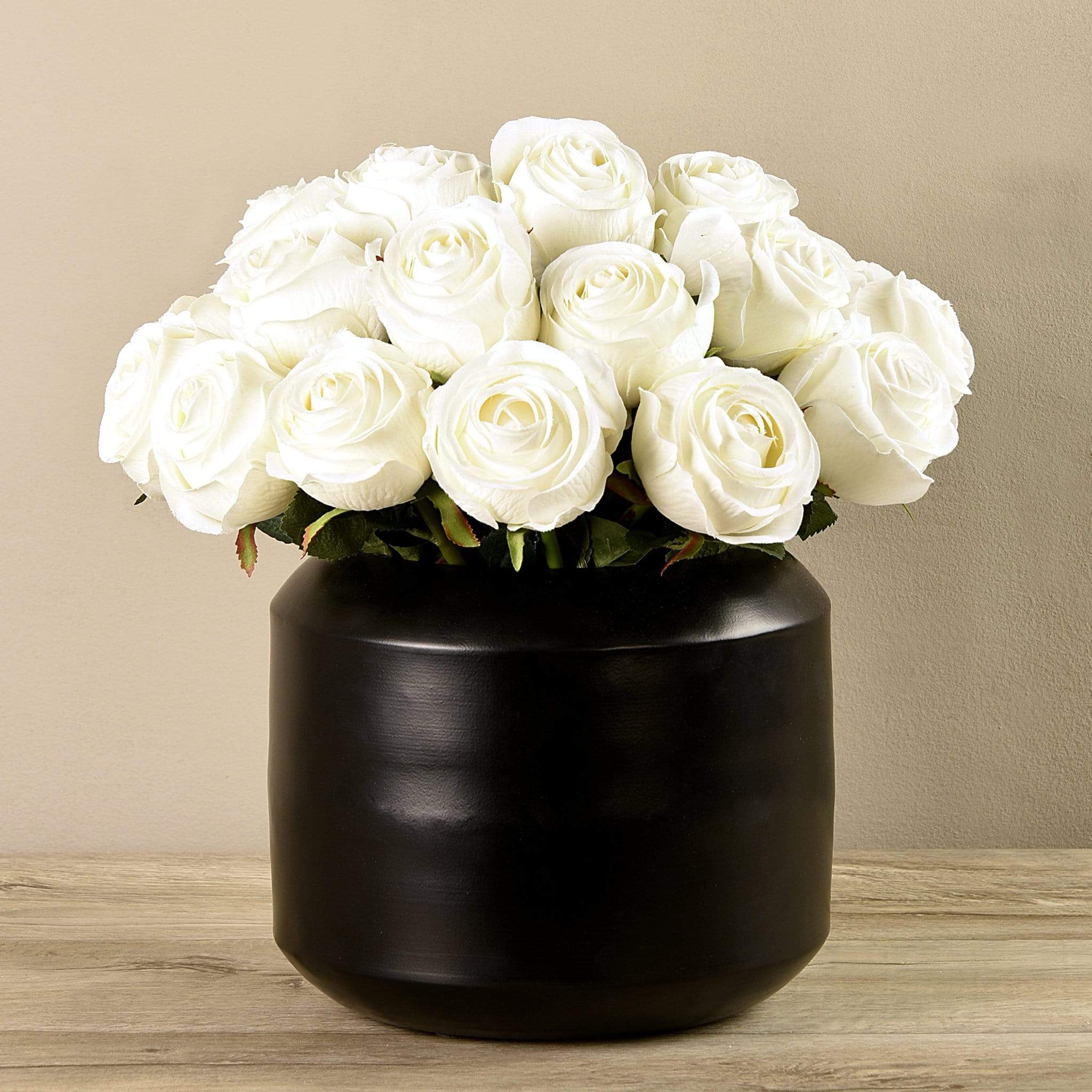 Artificial Rose Arrangement in Black Vase