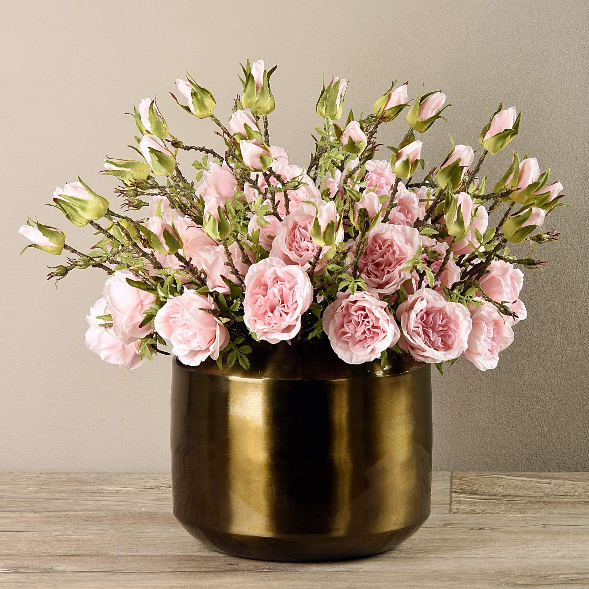 Artificial Rose Arrangement in Copper Vase - Image 2