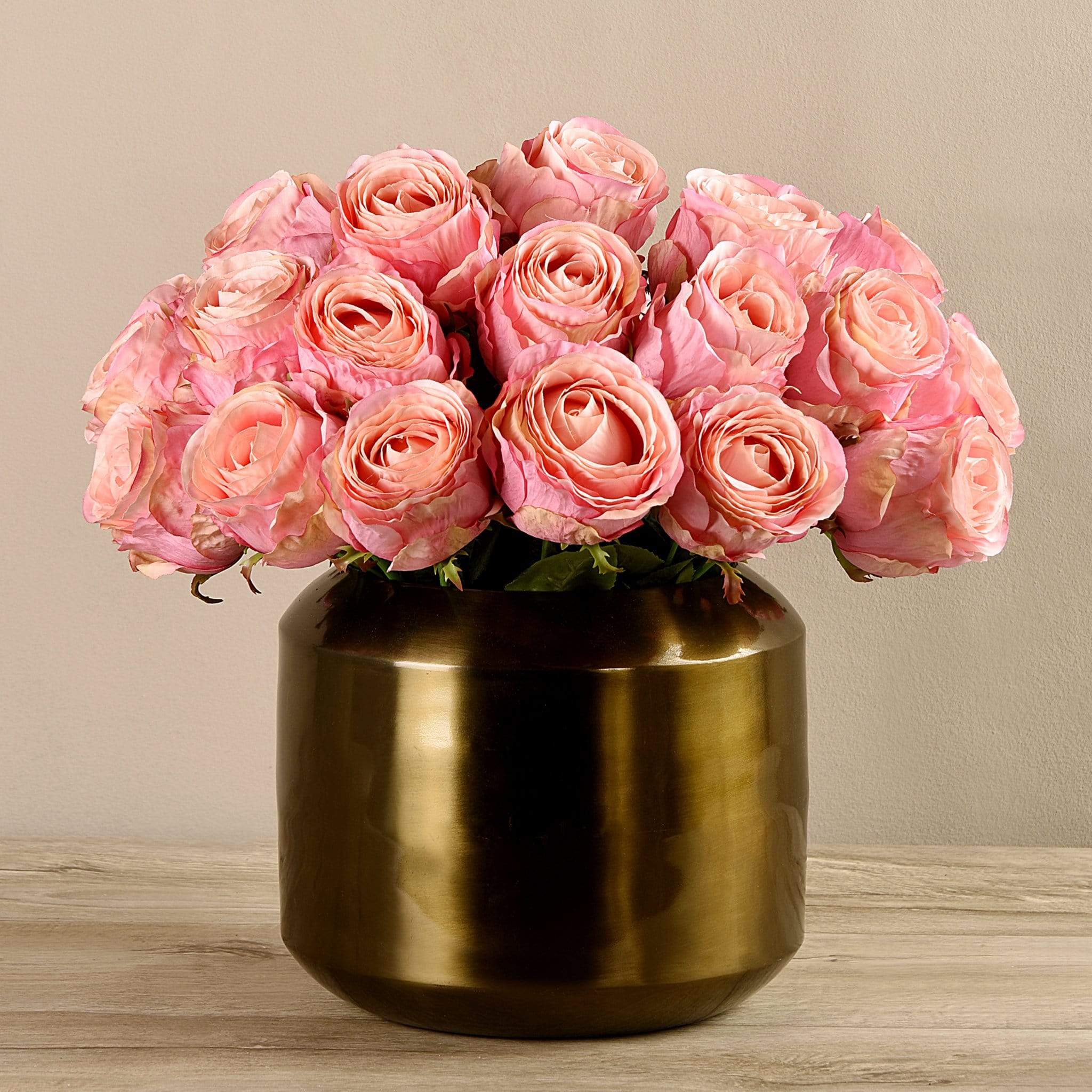 Artificial Rose Arrangement in Copper Vase - Image 3