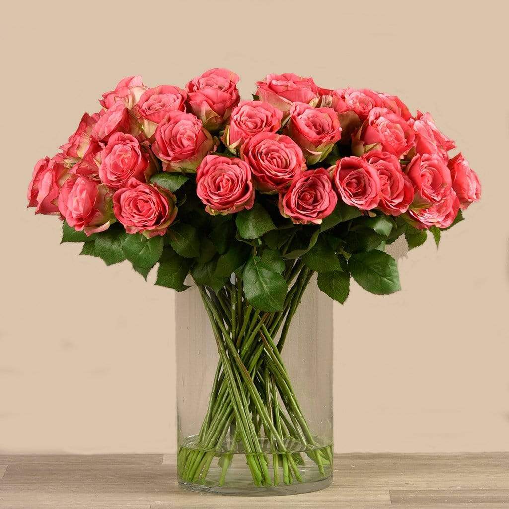 Artificial Rose Arrangement in Glass Vase - Image 4