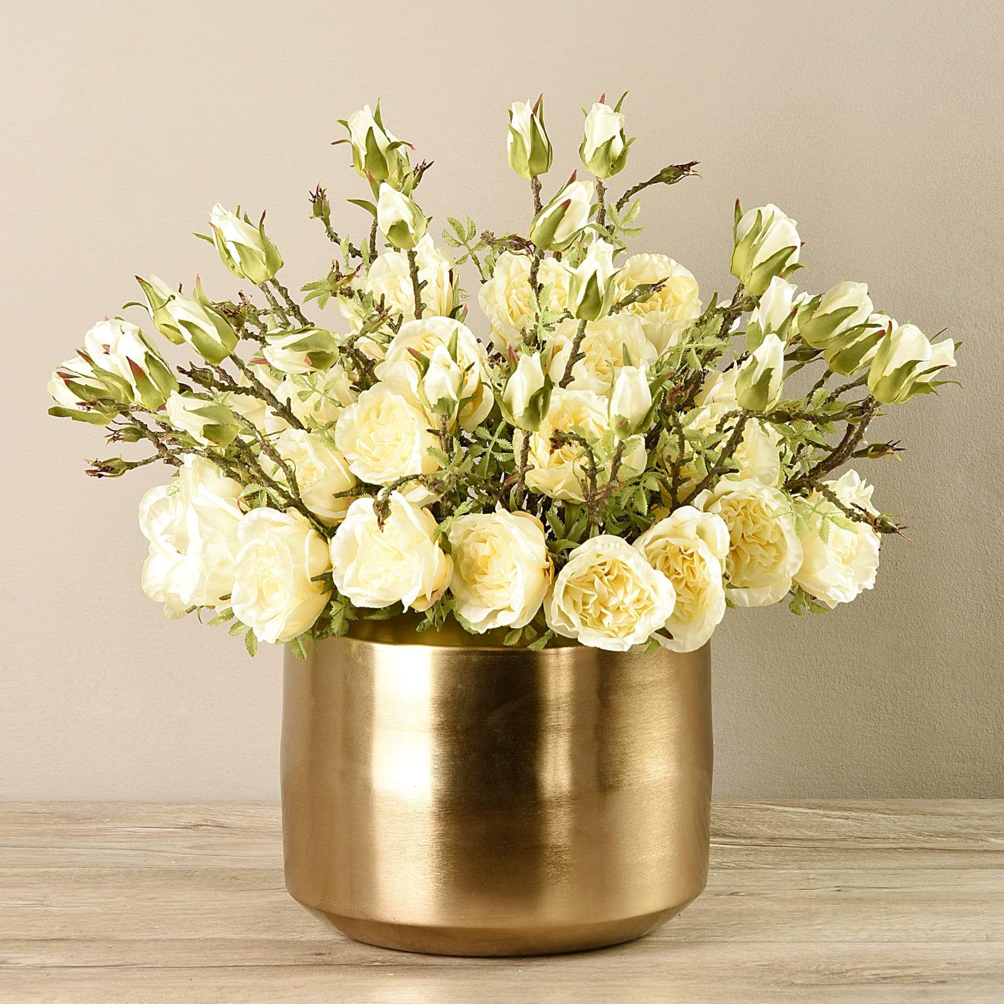 Artificial Rose Arrangement in Gold Vase - Image 4
