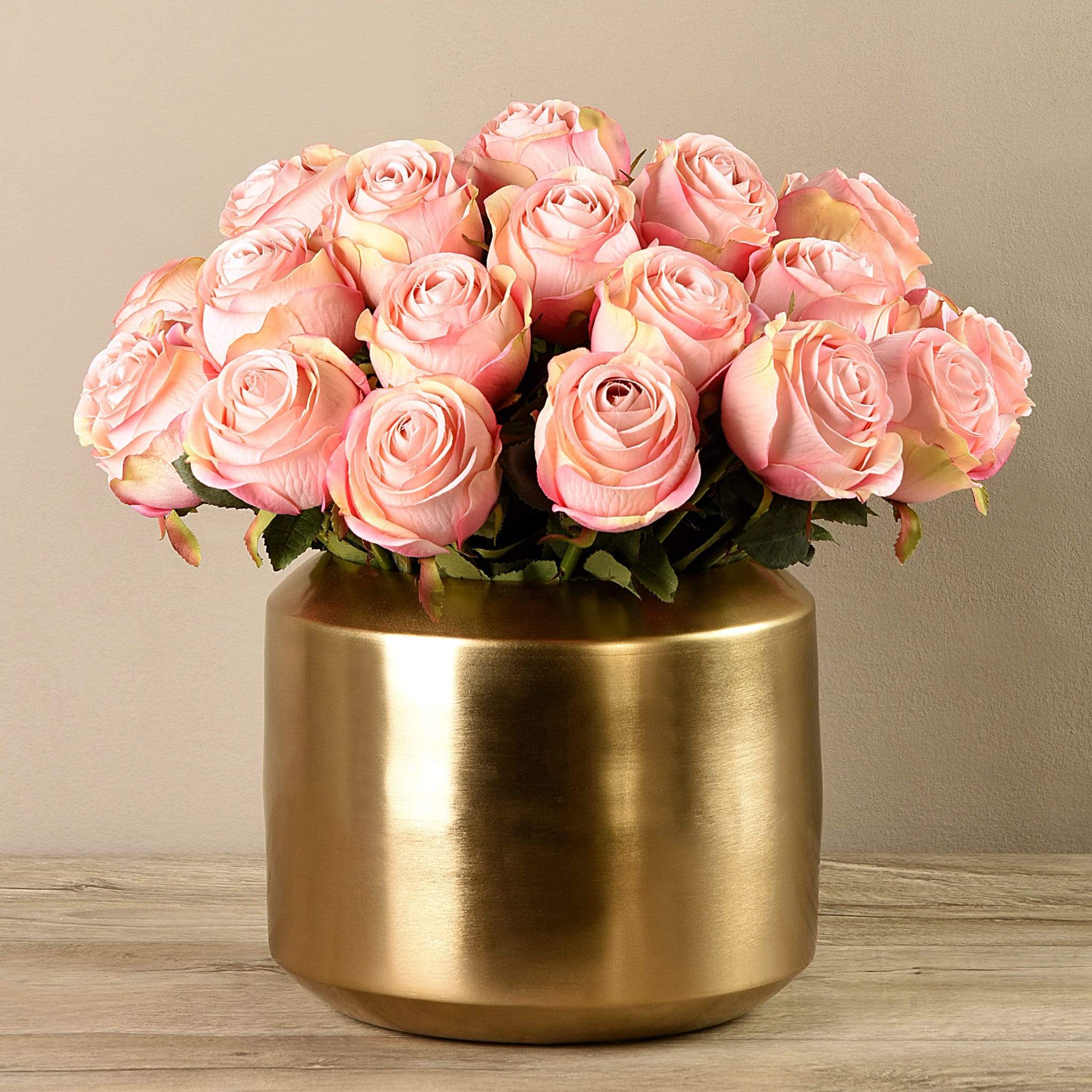 Artificial Rose Arrangement in Gold Vase - Image 3
