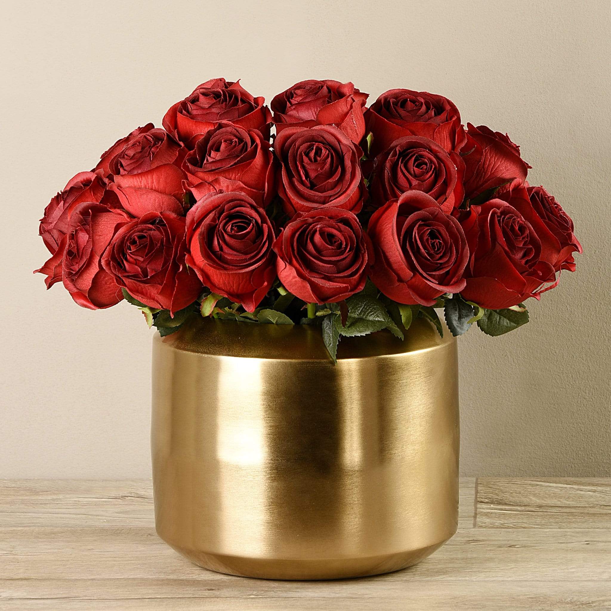 Artificial Rose Arrangement in Gold Vase - Image 6