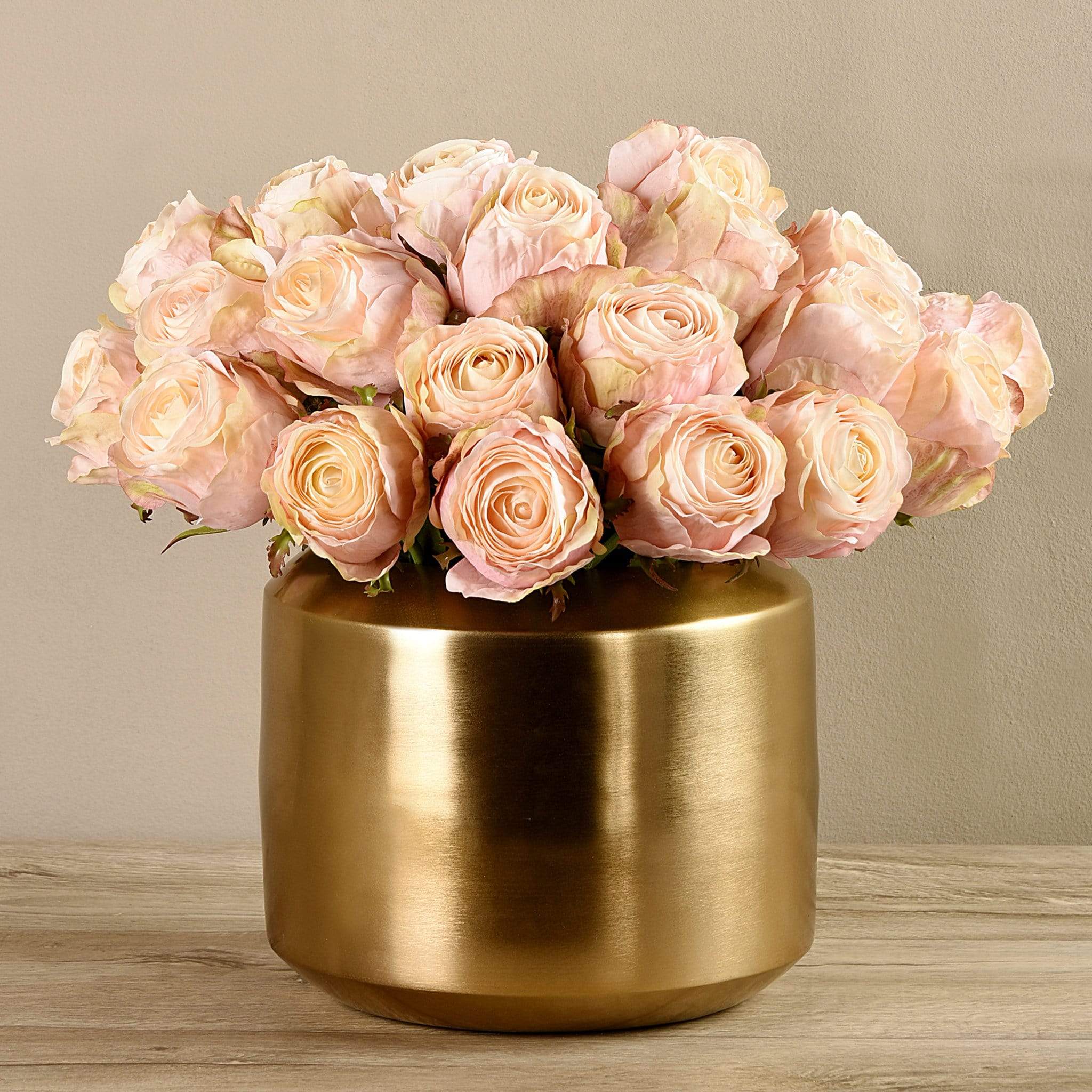 Artificial Rose Arrangement in Gold Vase - Image 2