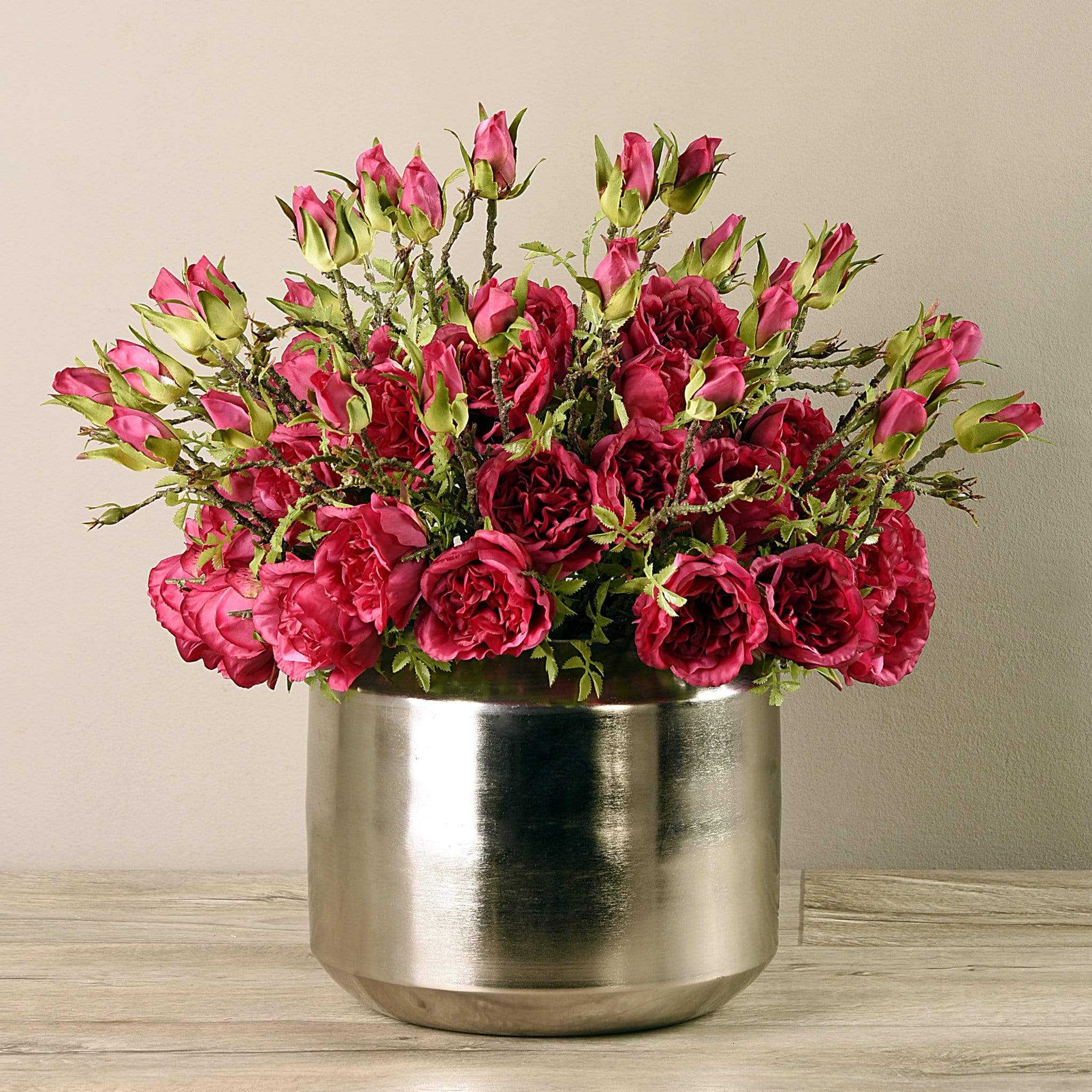 Artificial Rose Arrangement in Silver Vase - Image 3