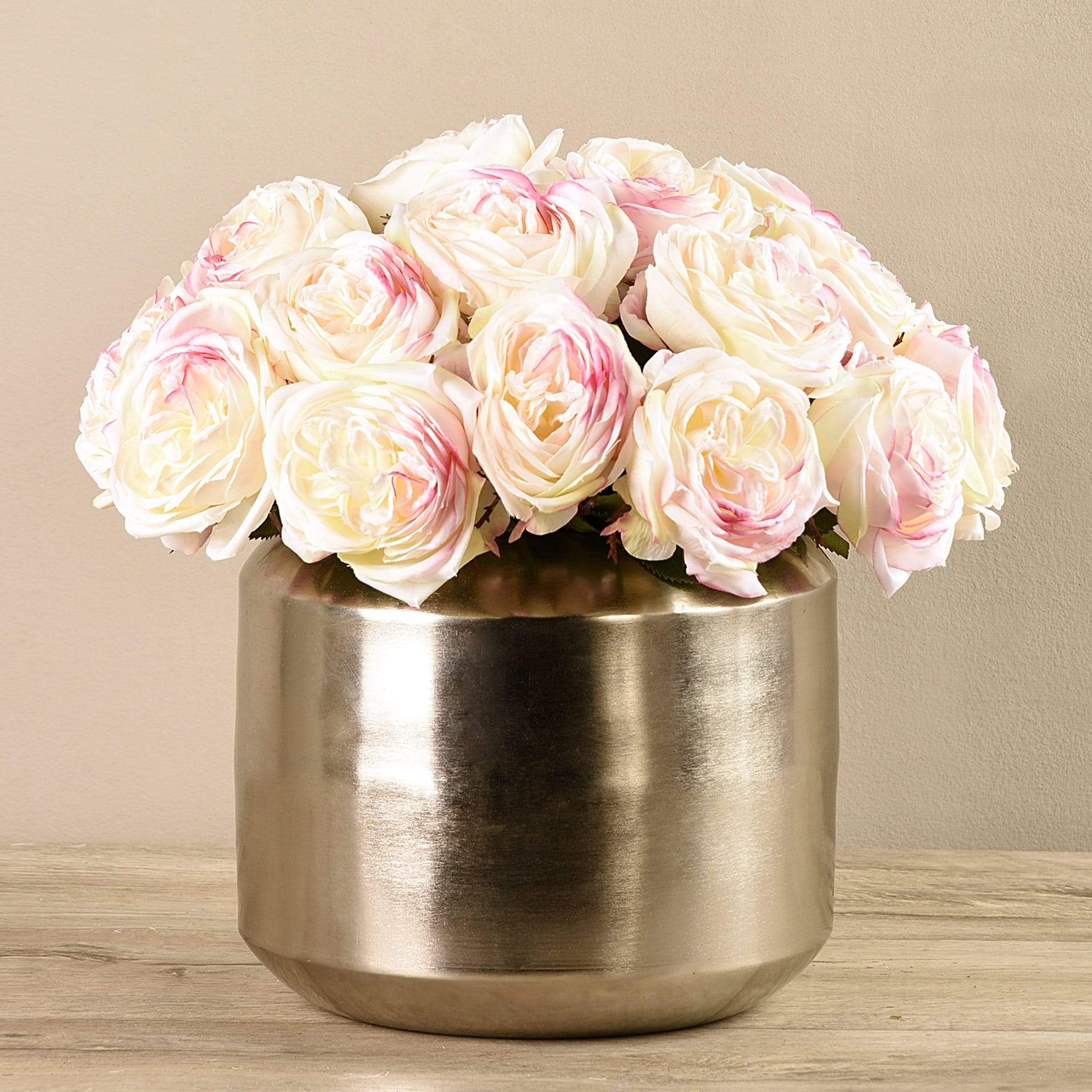 Artificial Rose Arrangement in Silver Vase