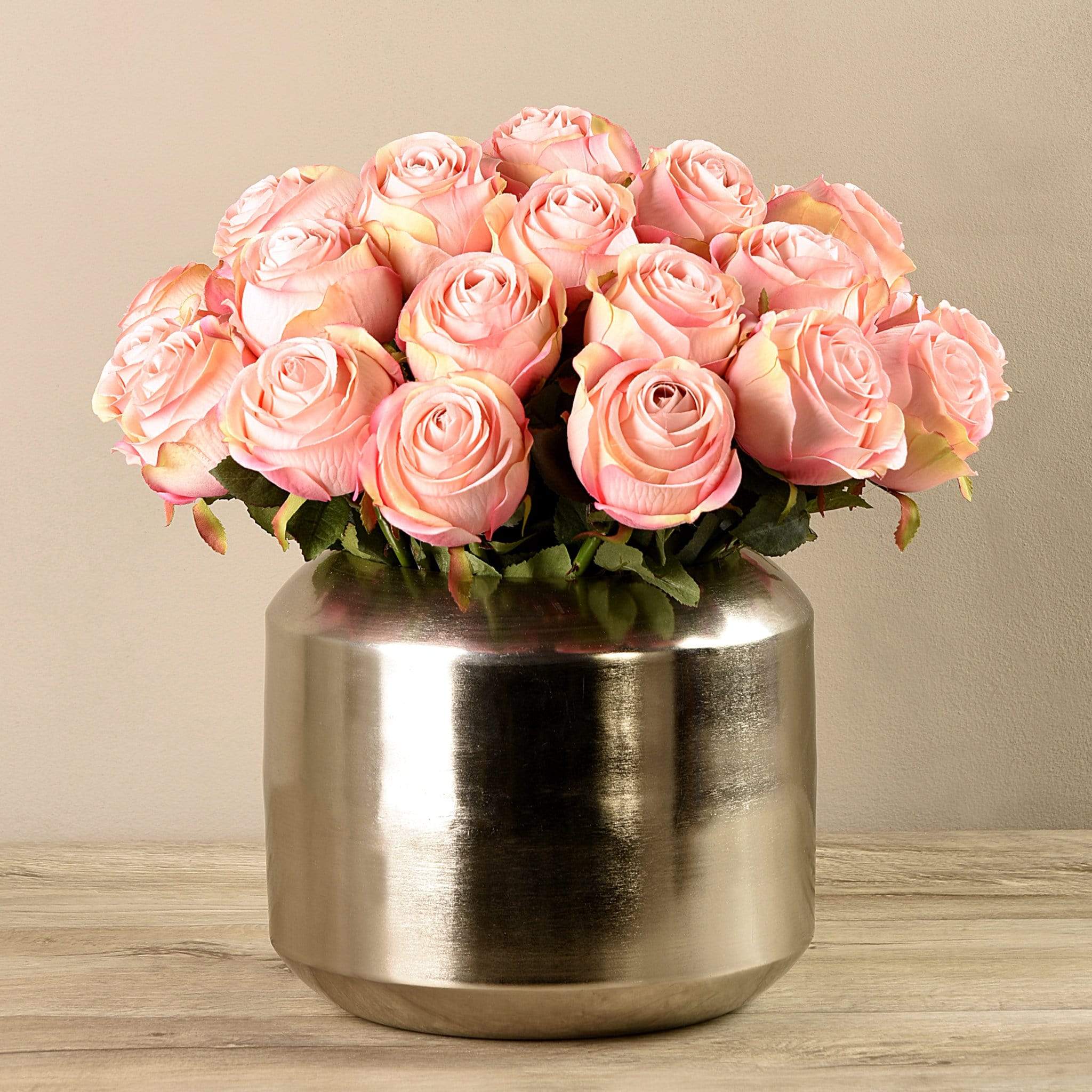 Artificial Rose Arrangement in Silver Vase - Image 3