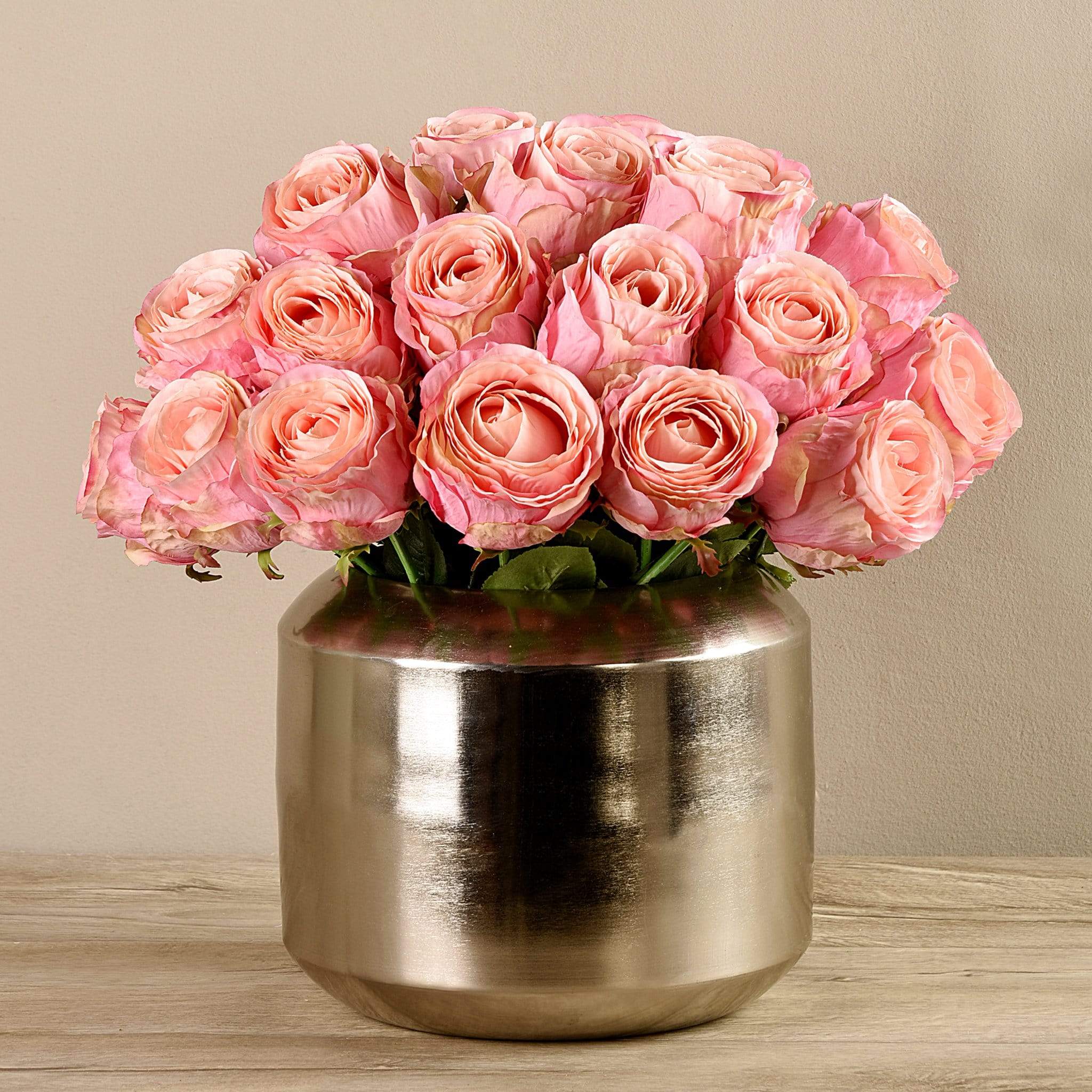 Artificial Rose Arrangement in Silver Vase - Image 3