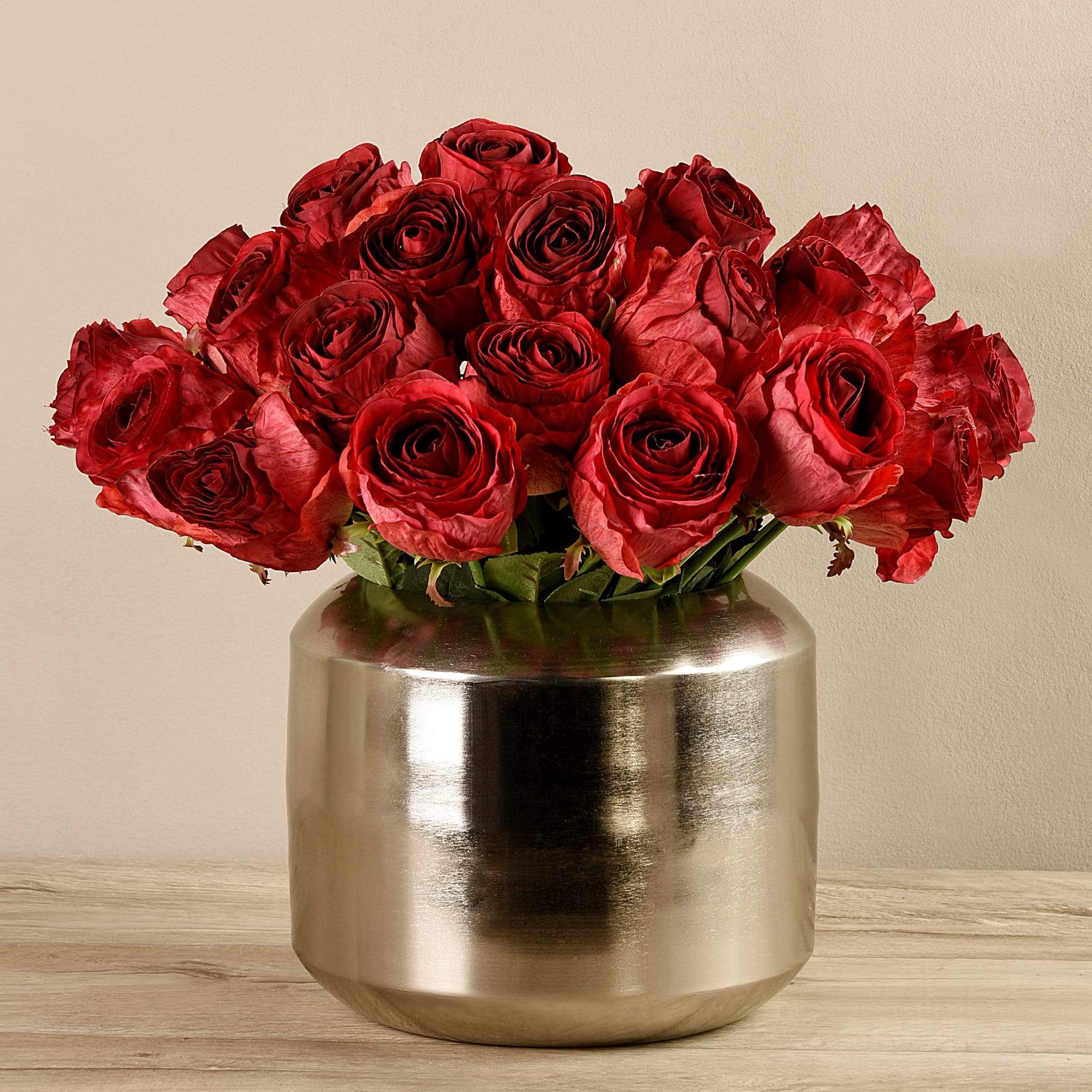 Artificial Rose Arrangement in Silver Vase - Image 6