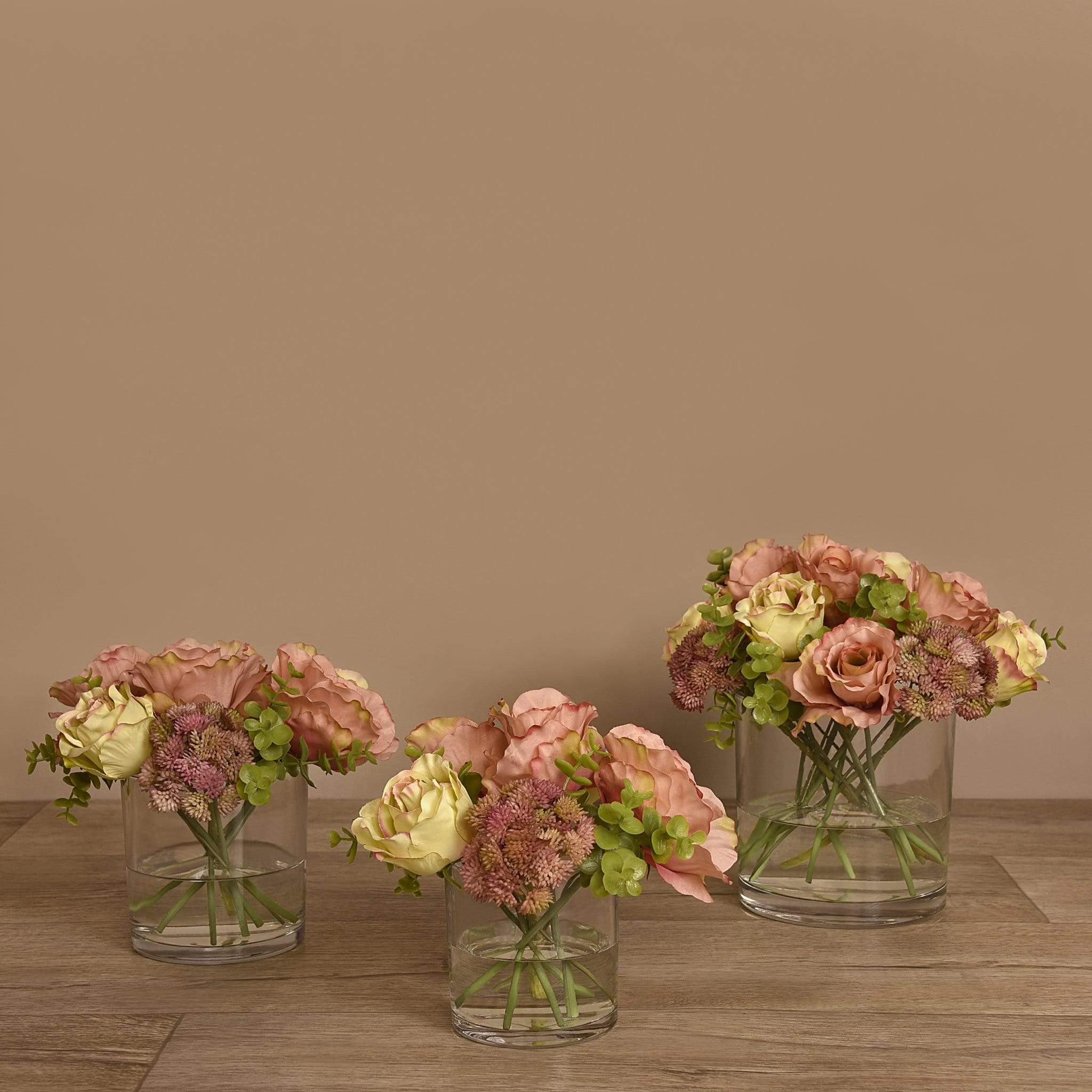Rose & Eucalyptus Arrangement in Glass Vase