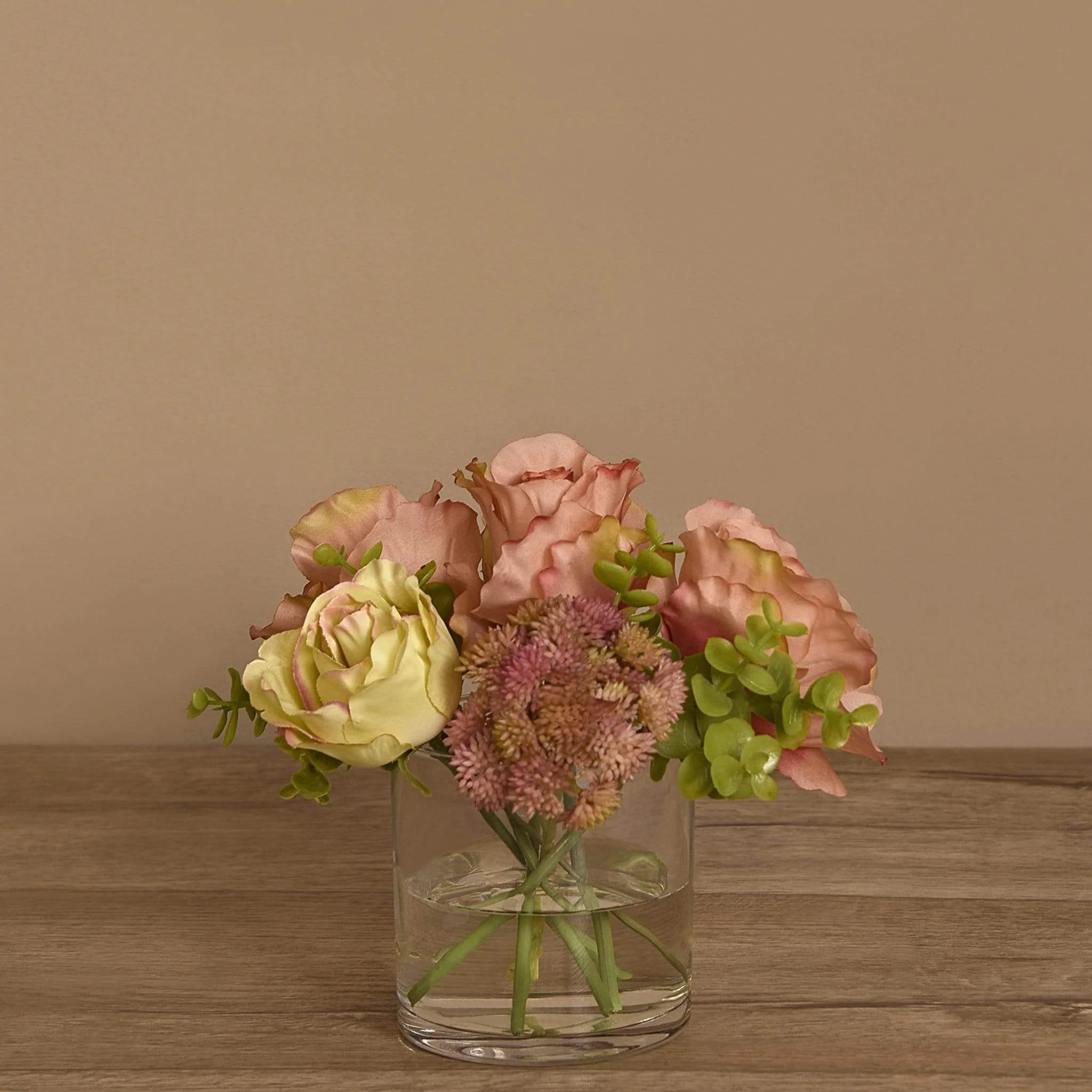 Rose & Eucalyptus Arrangement in Glass Vase - Image 2