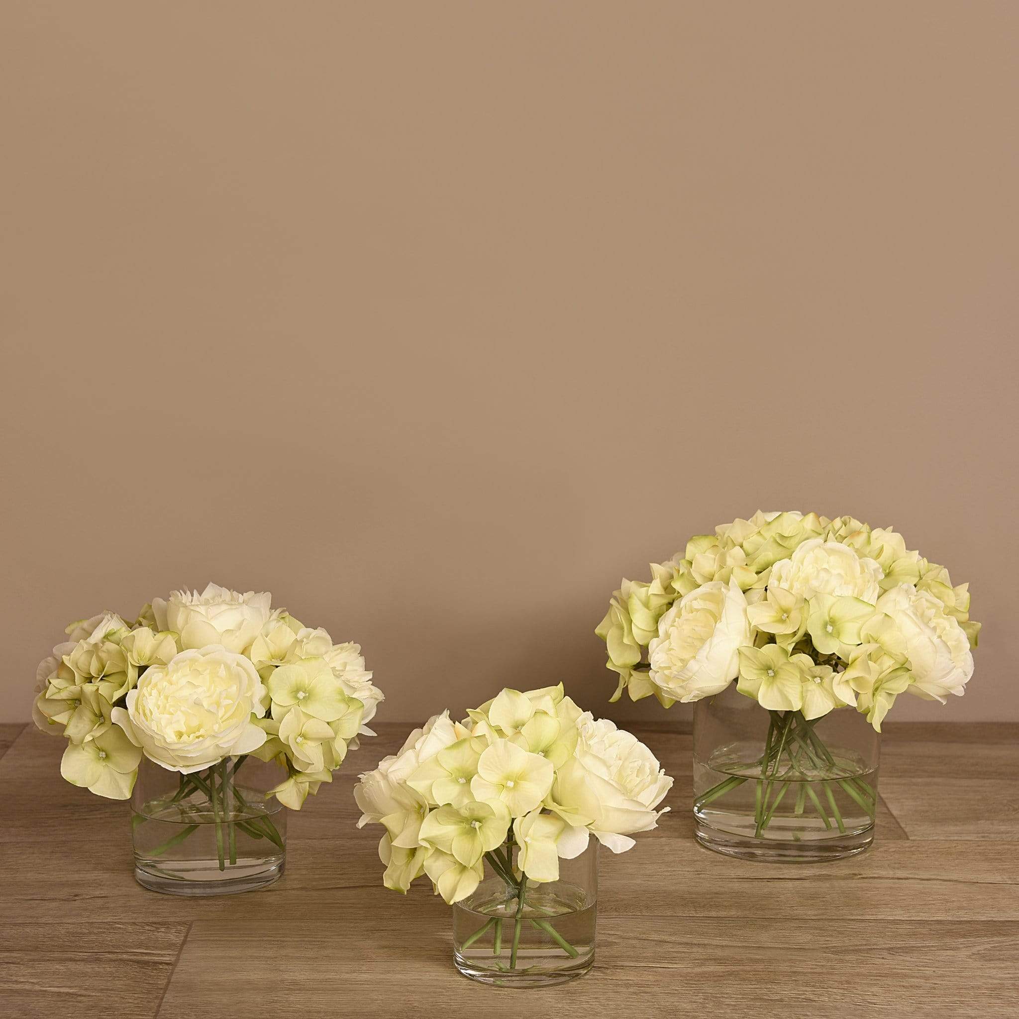 Rose & Hydrangea Arrangement in Glass Vase