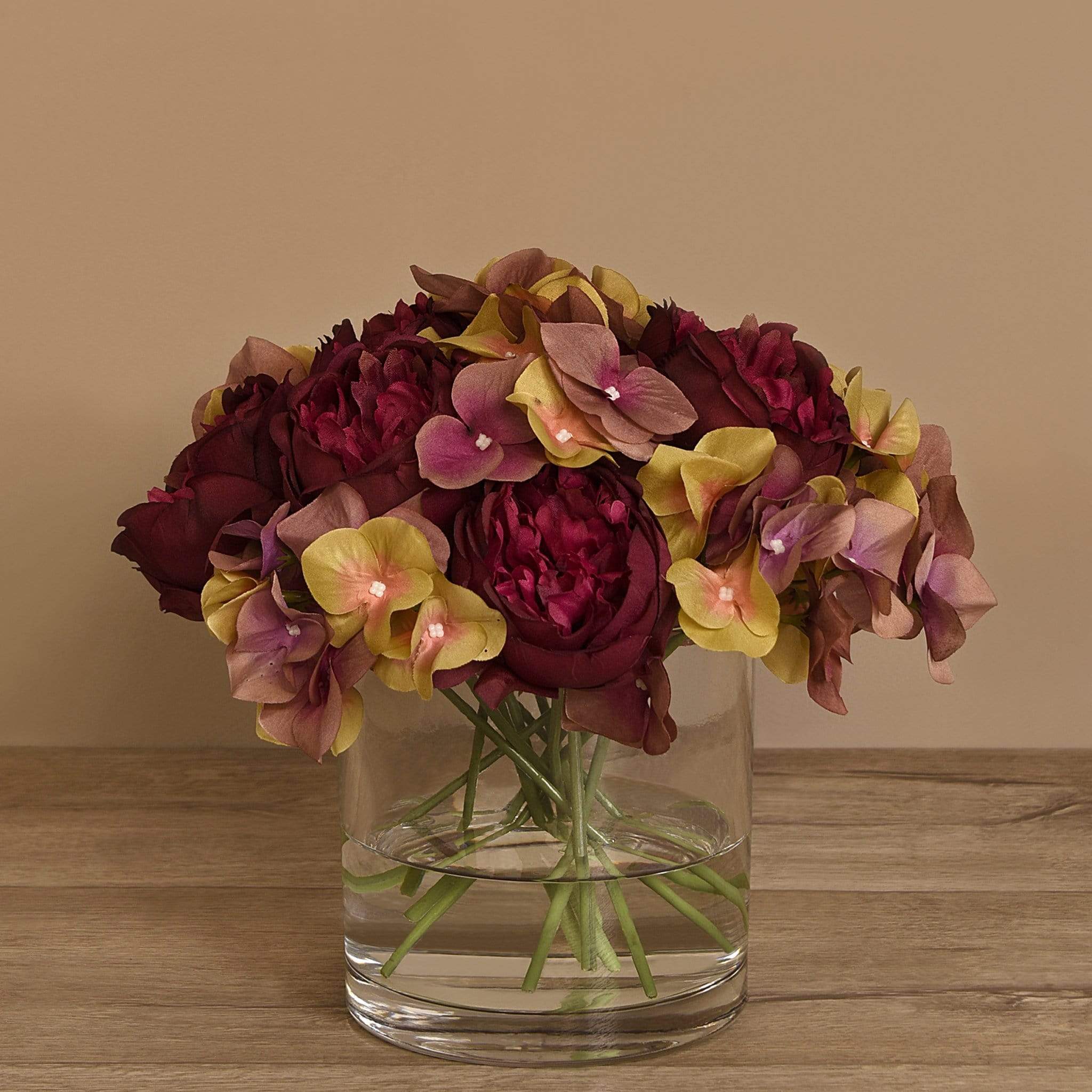 Rose & Hydrangea Arrangement in Glass Vase - Image 11