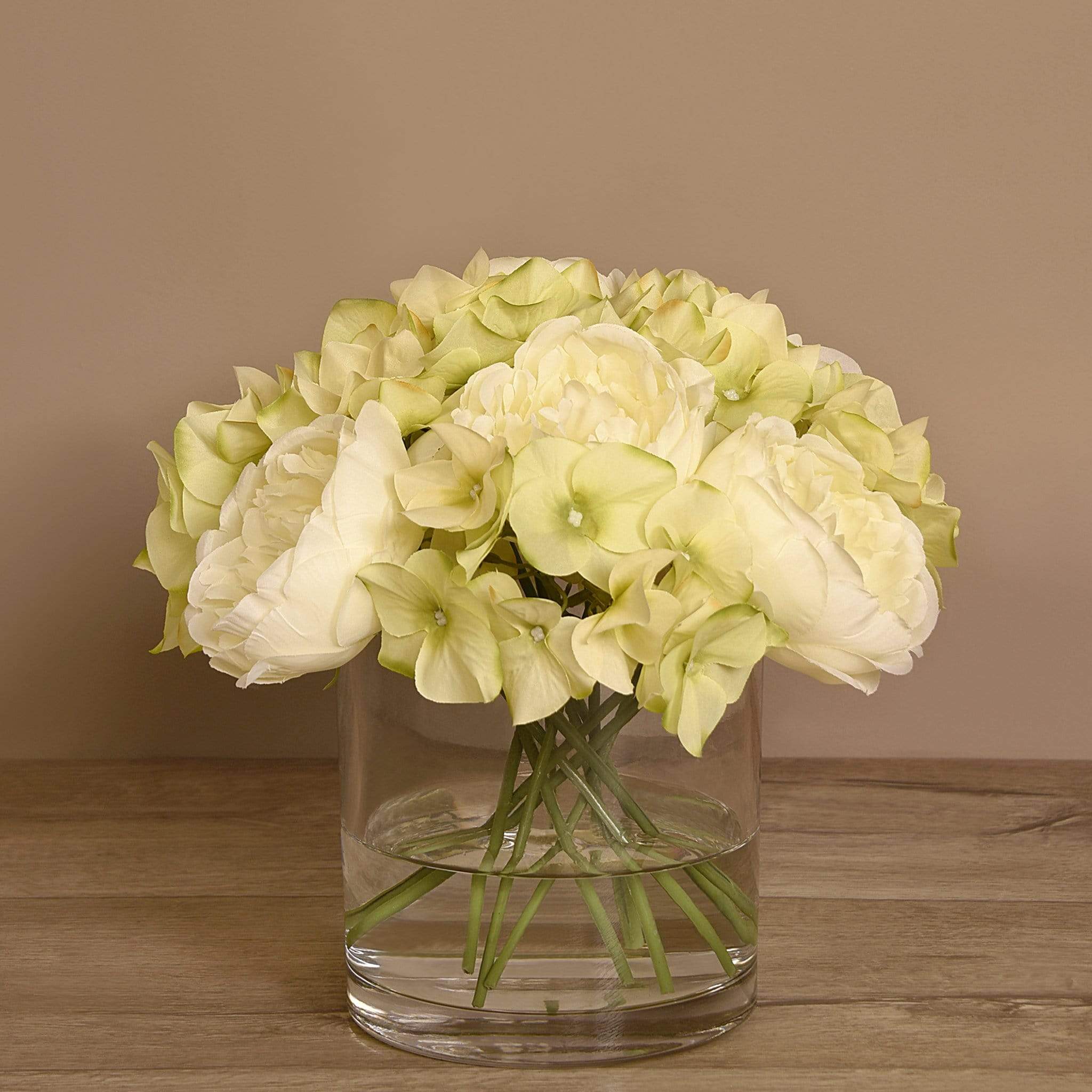 Rose & Hydrangea Arrangement in Glass Vase - Image 4