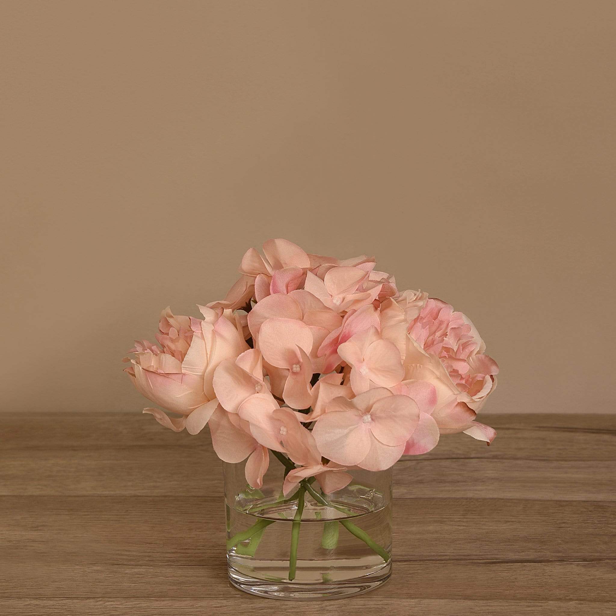 Rose & Hydrangea Arrangement in Glass Vase - Image 5