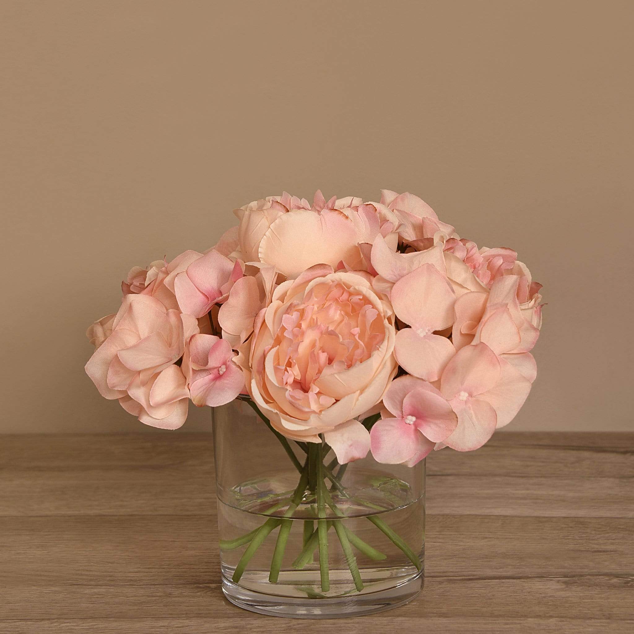 Rose & Hydrangea Arrangement in Glass Vase - Image 6