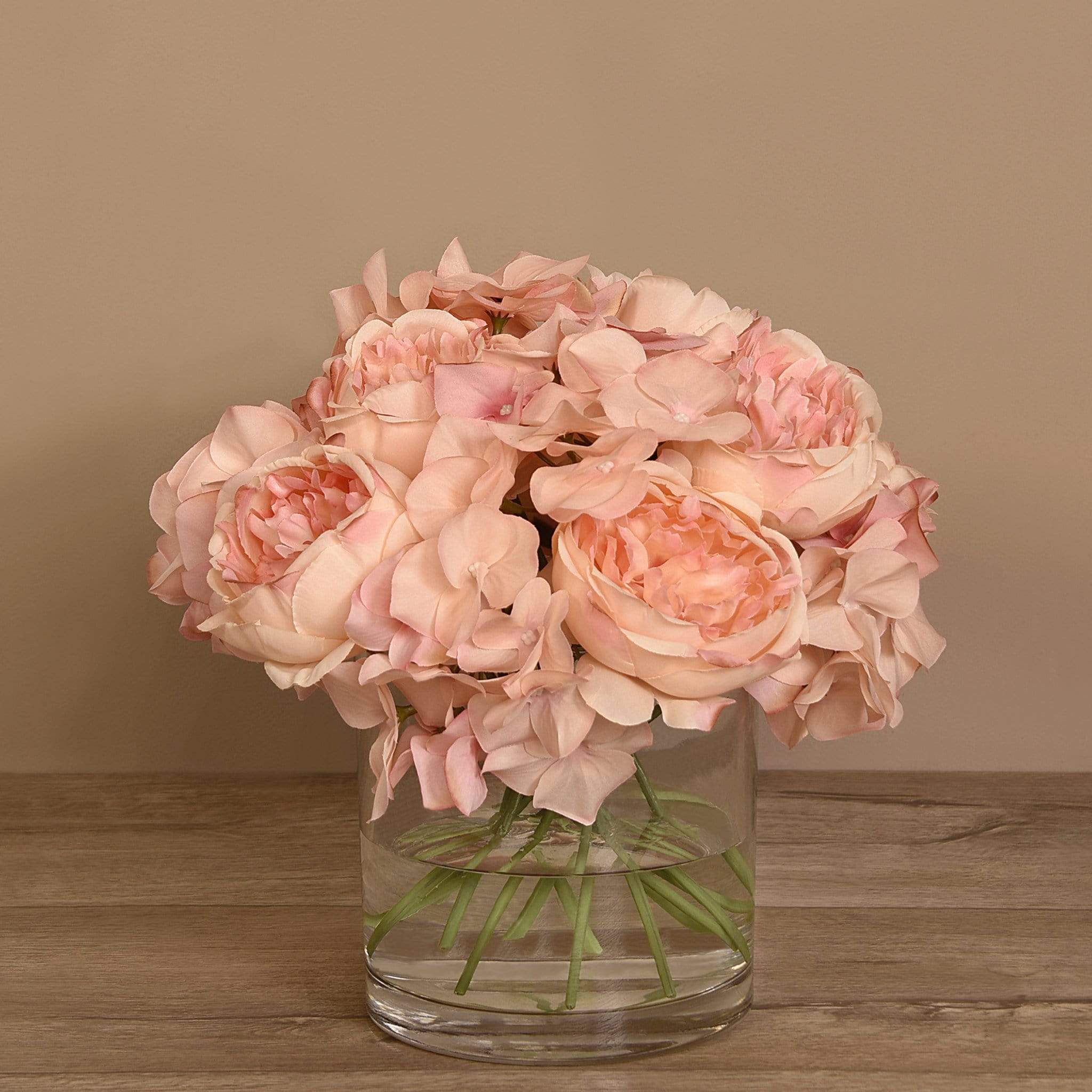 Rose & Hydrangea Arrangement in Glass Vase - Image 7