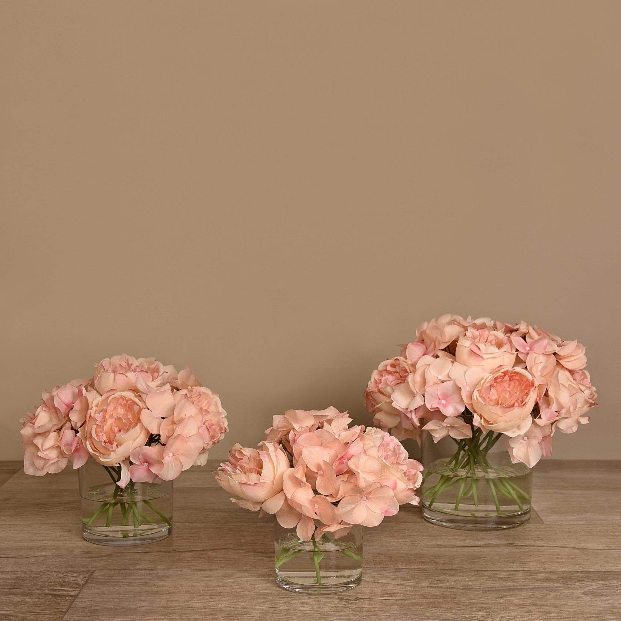 Rose & Hydrangea Arrangement in Glass Vase - Image 8